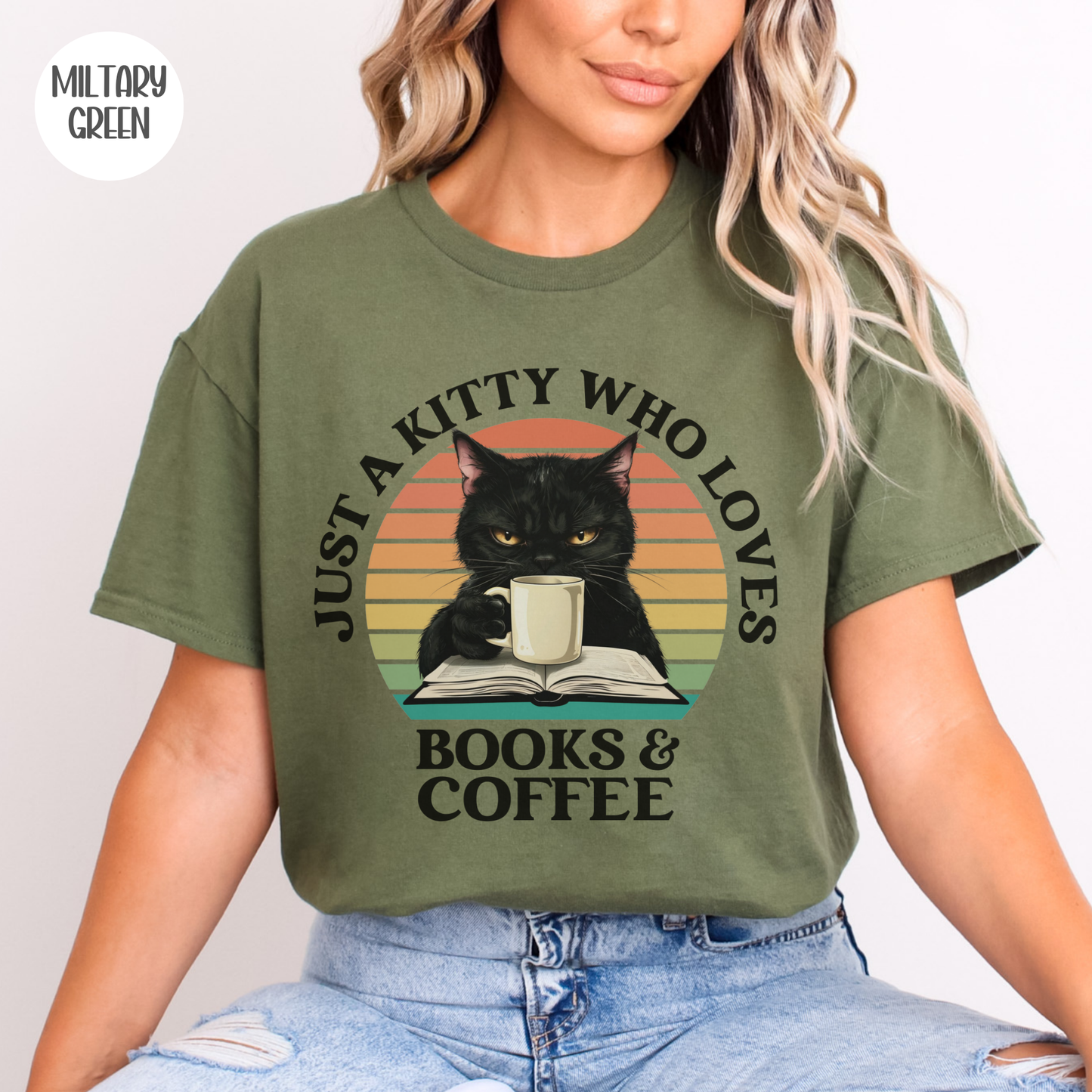Just a Kitty who Loves Books & Coffee T-Shirt