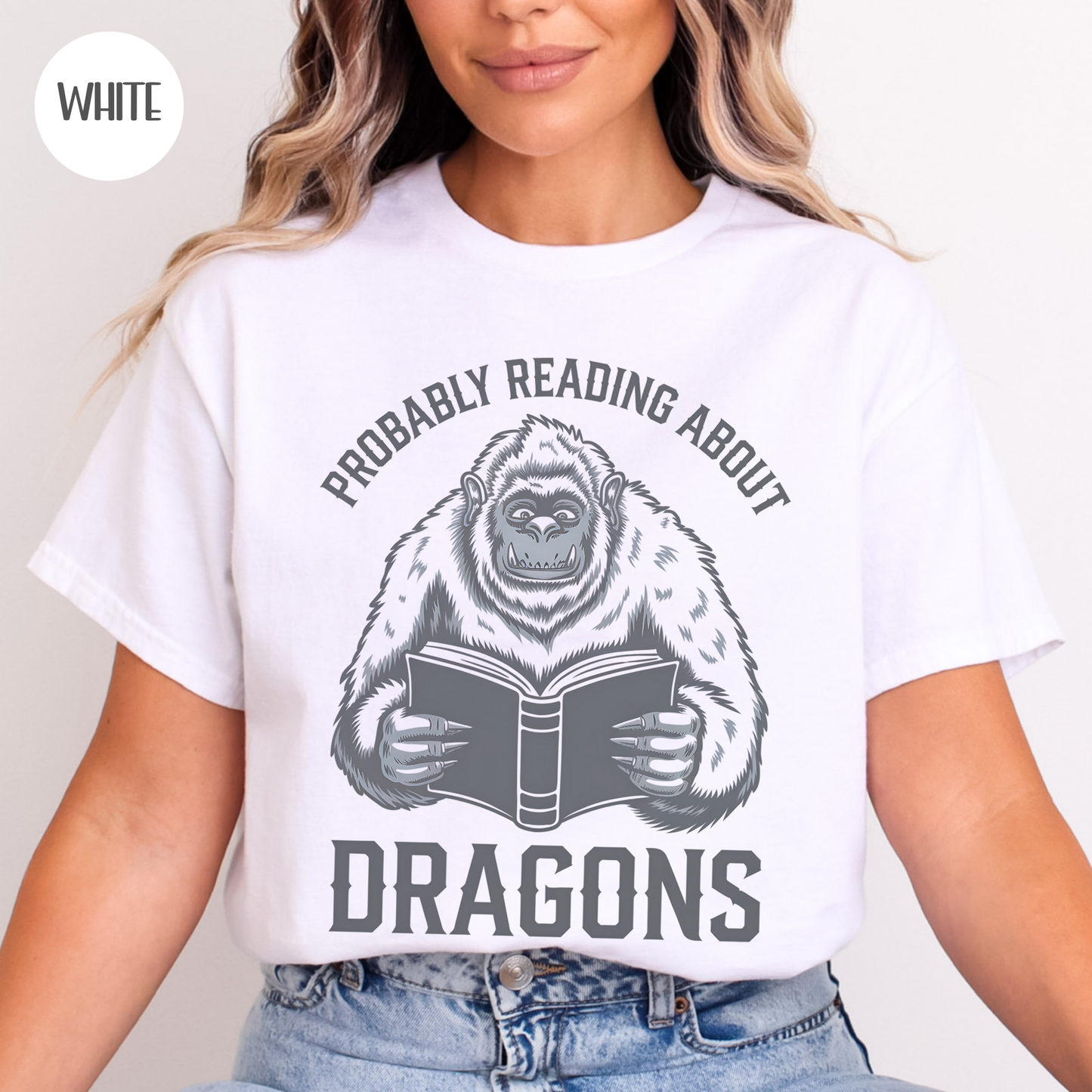 Probably Reading about Dragons Yeti T-Shirt-Stripeypeach