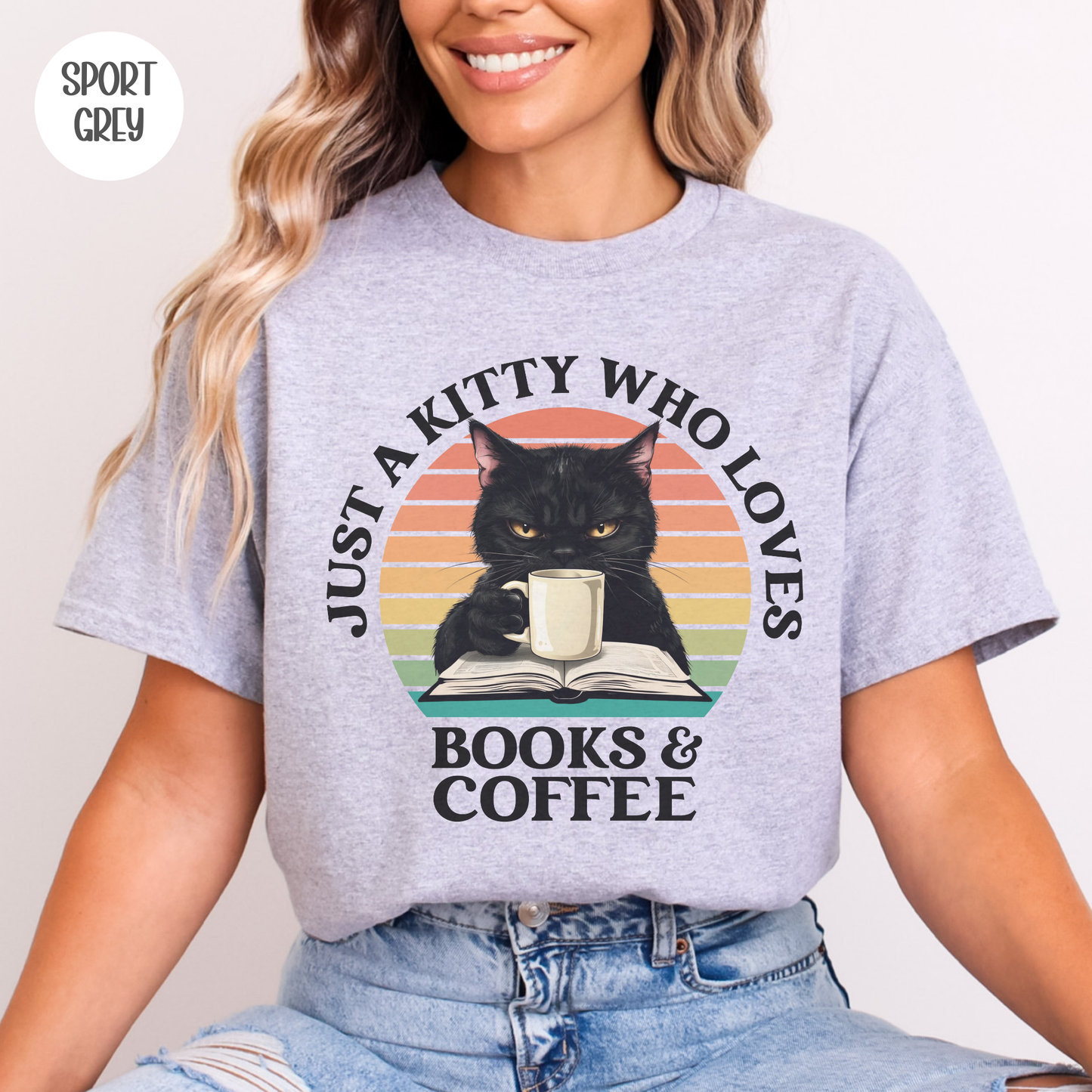 Just a Kitty who Loves Books & Coffee T-Shirt