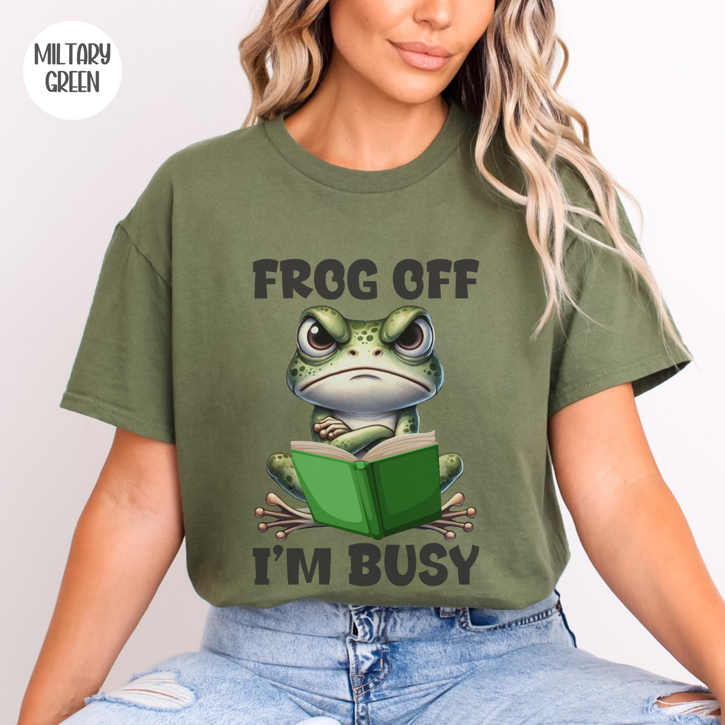 Frog Off I'm Busy T-Shirt-Stripeypeach