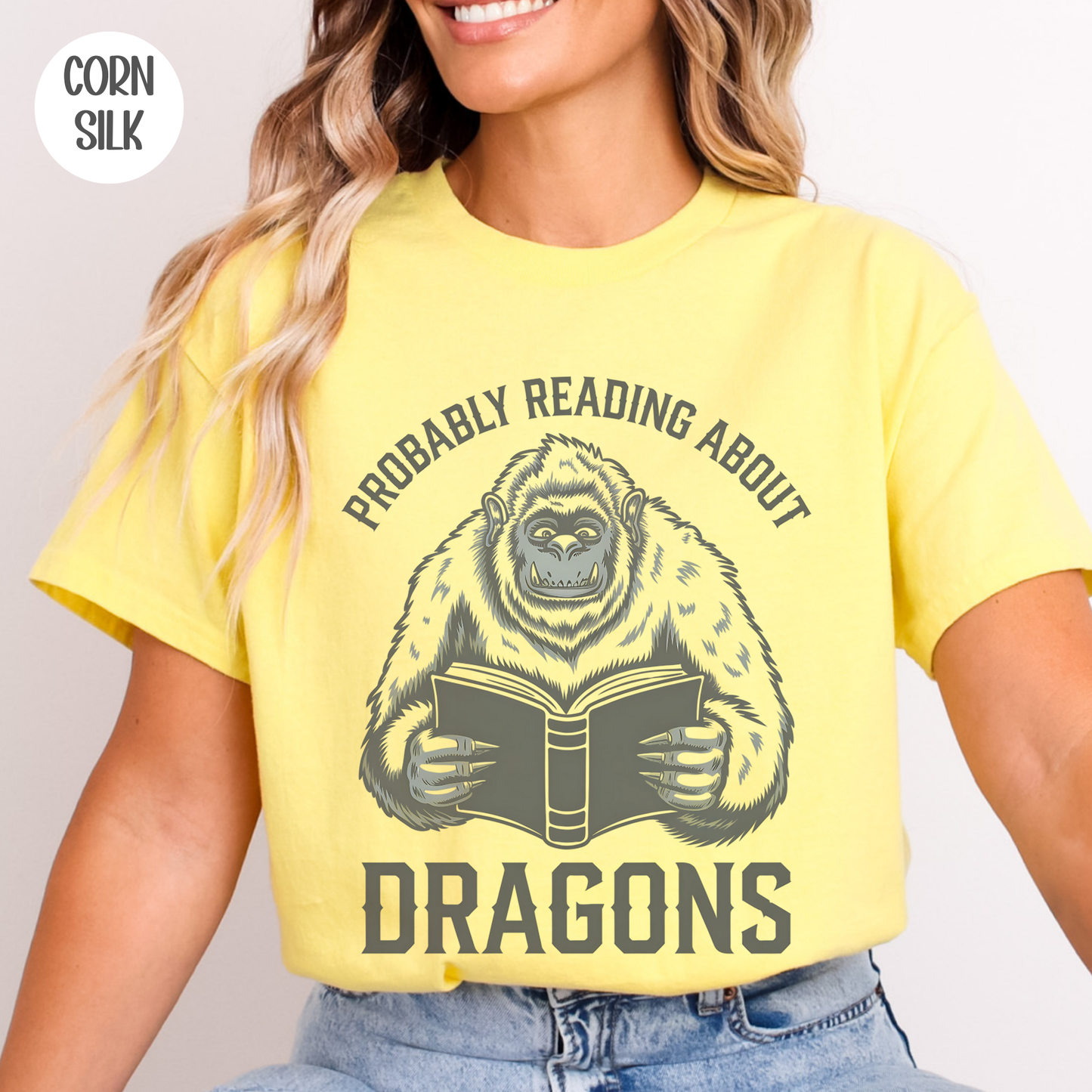 Probably Reading about Dragons Yeti T-Shirt-Stripeypeach