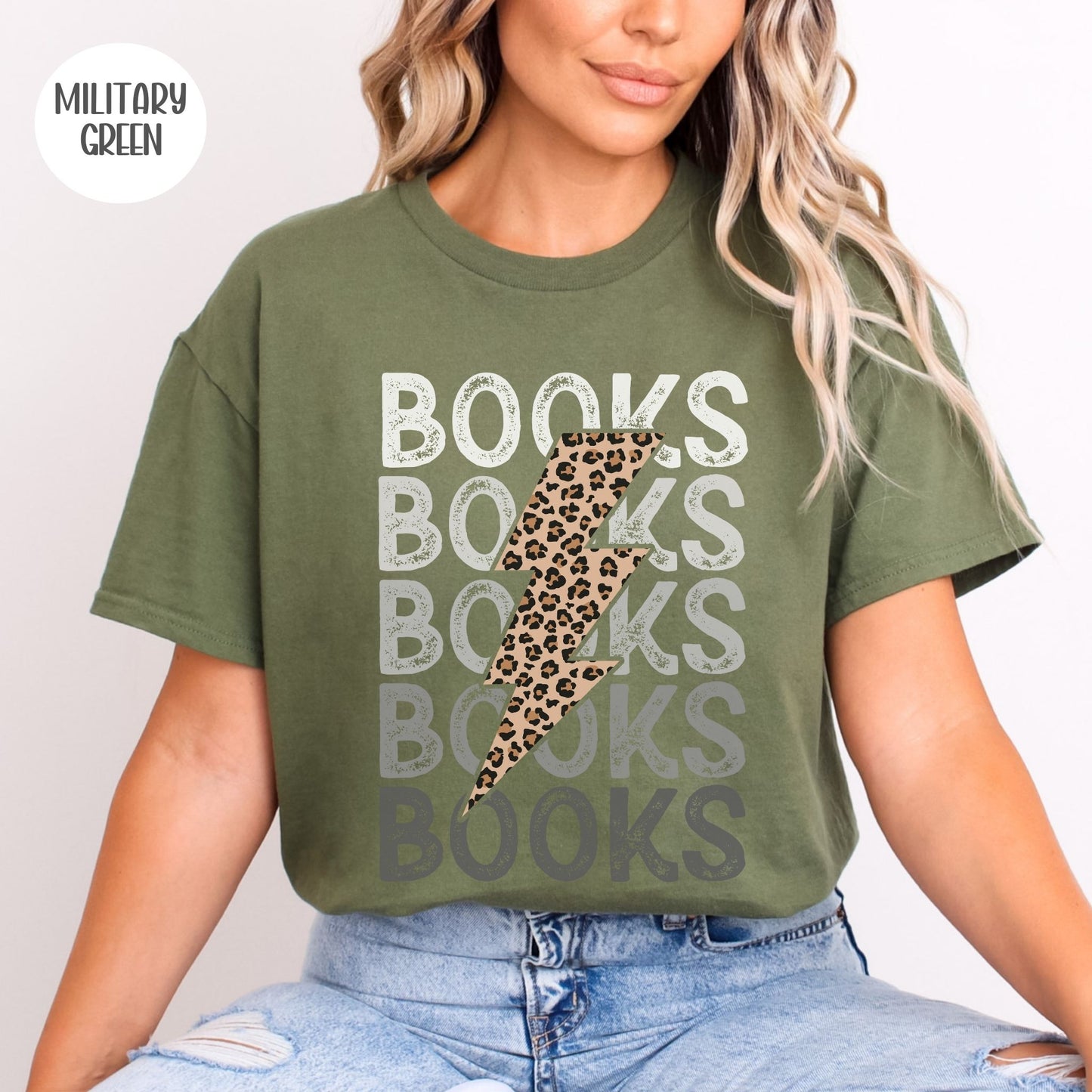 Books Leopard Lightning Bolt T-Shirt