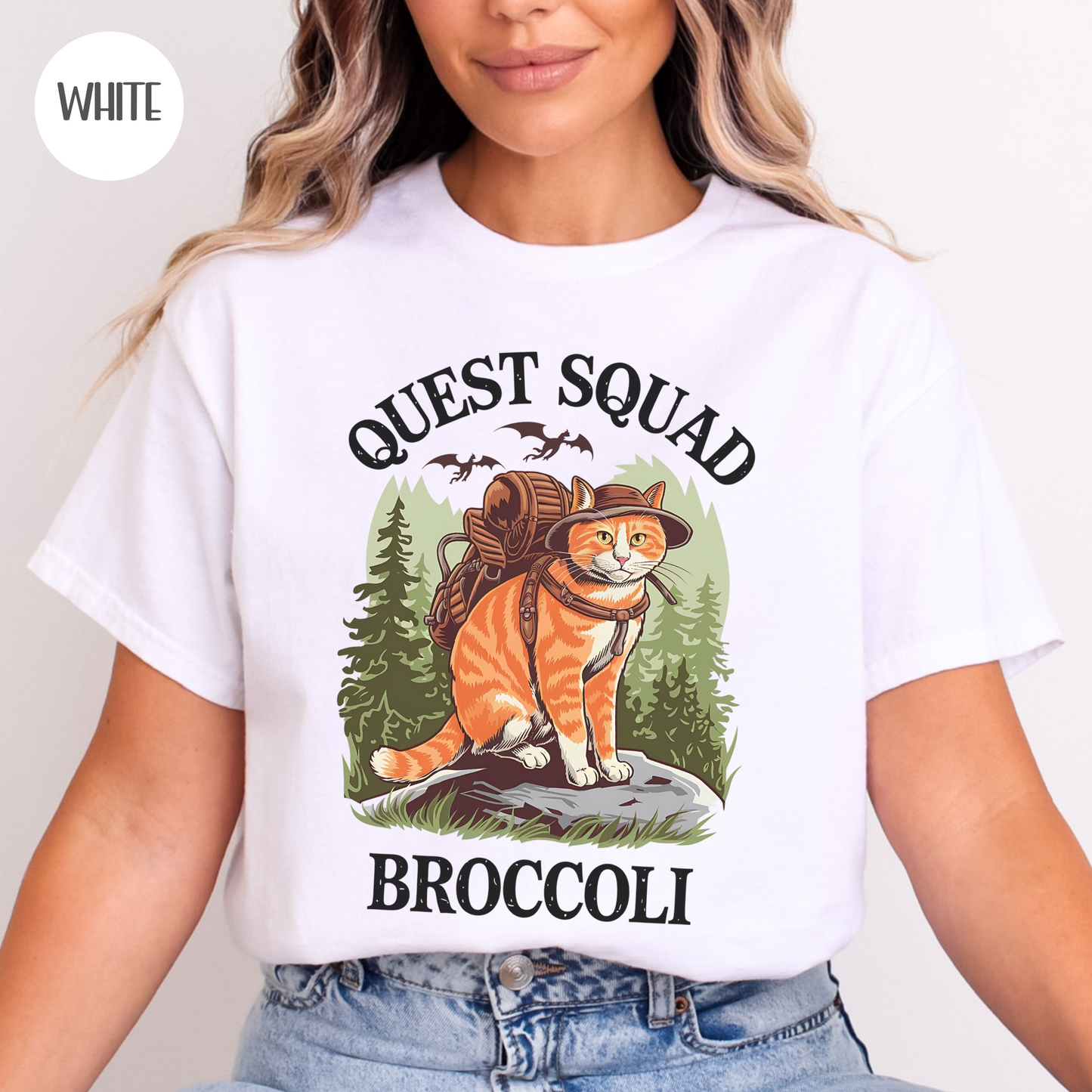 Quest Squad Broccoli T-shirt-Stripeypeach