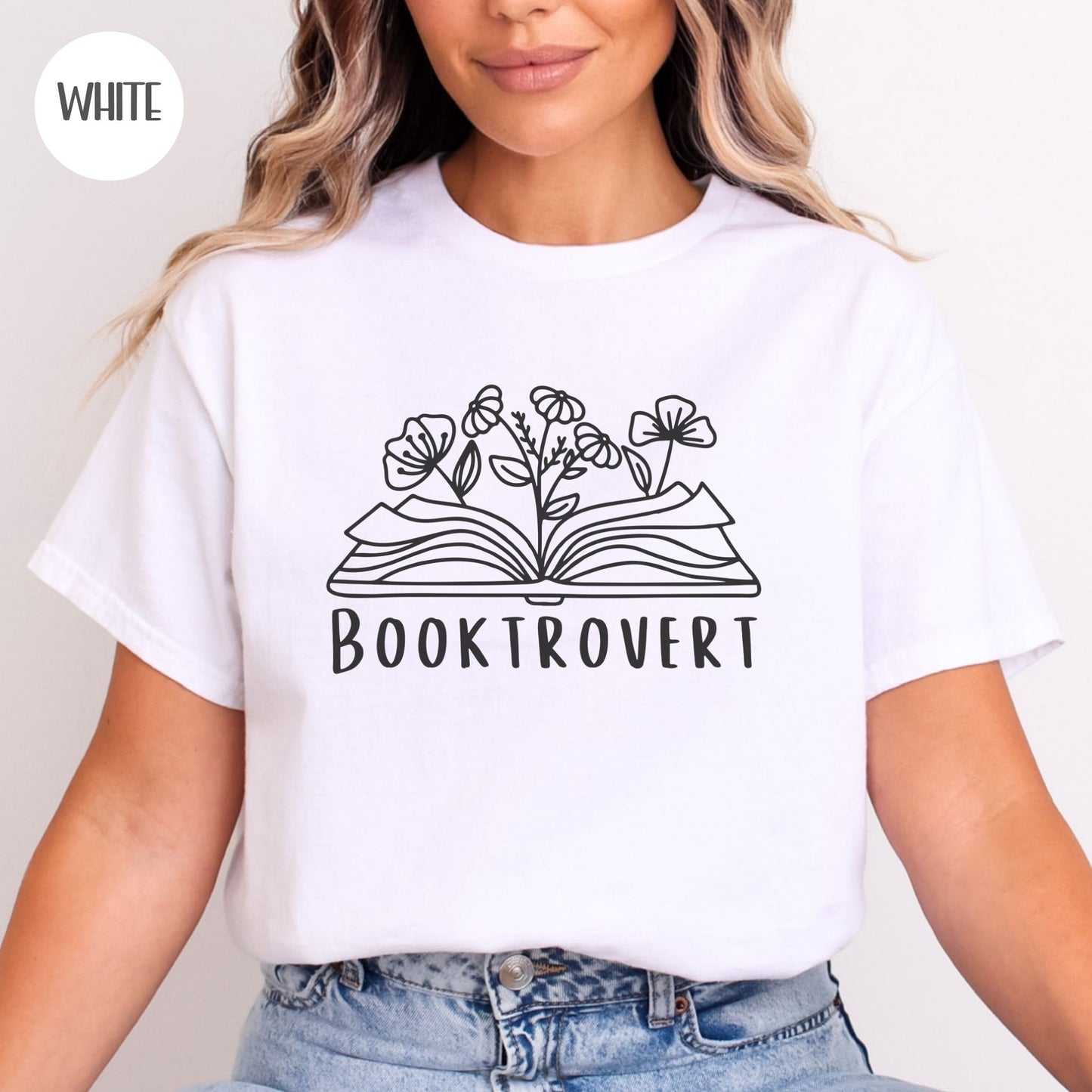 Booktrovert Wildflower T-shirt-Stripeypeach