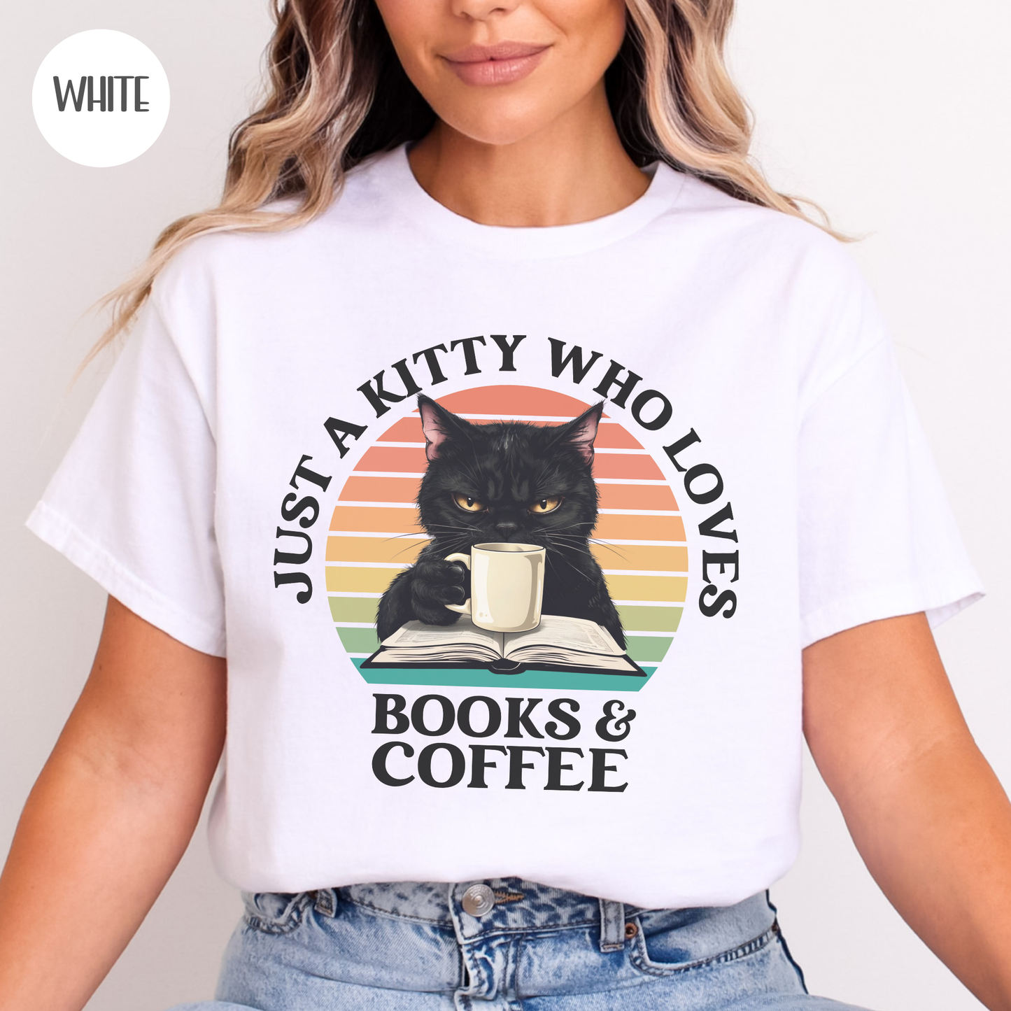 Just a Kitty who Loves Books & Coffee T-Shirt