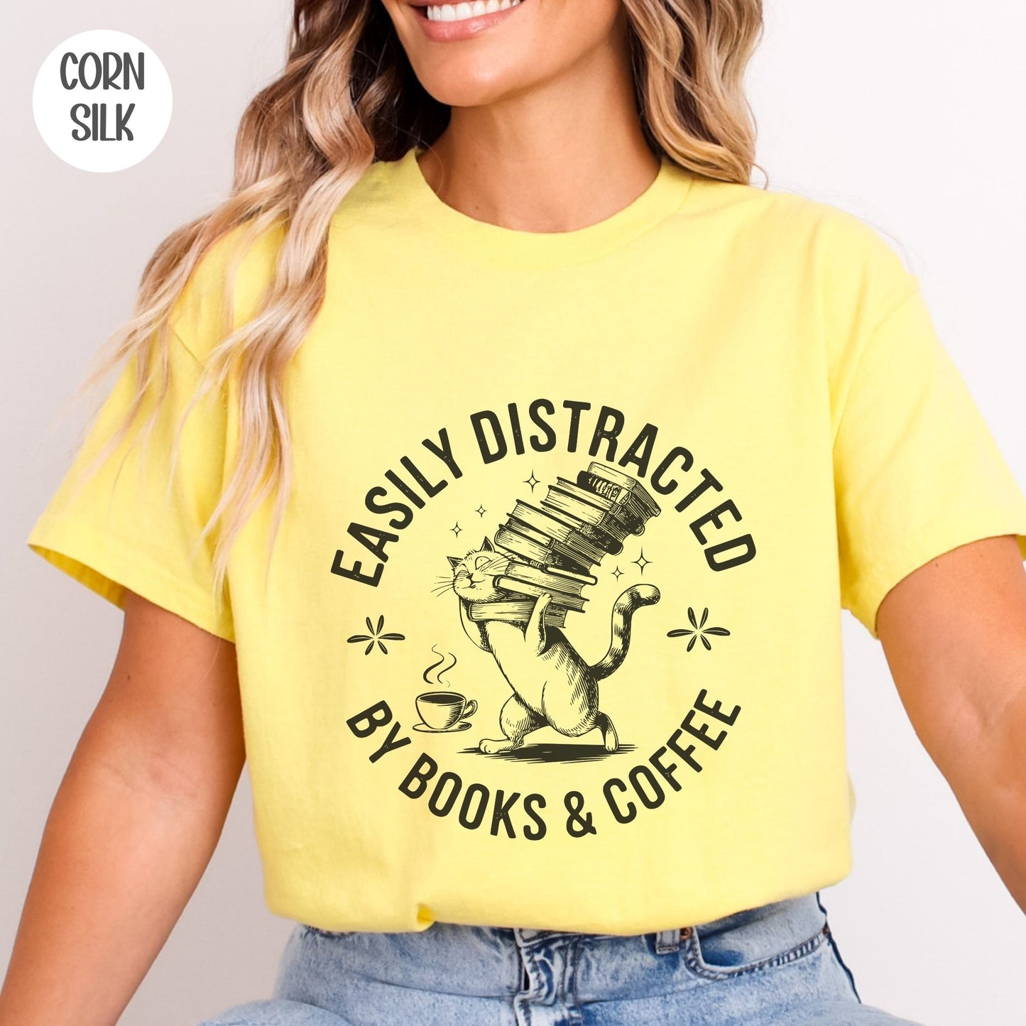 Easily Distracted by Books & Coffee T-Shirt