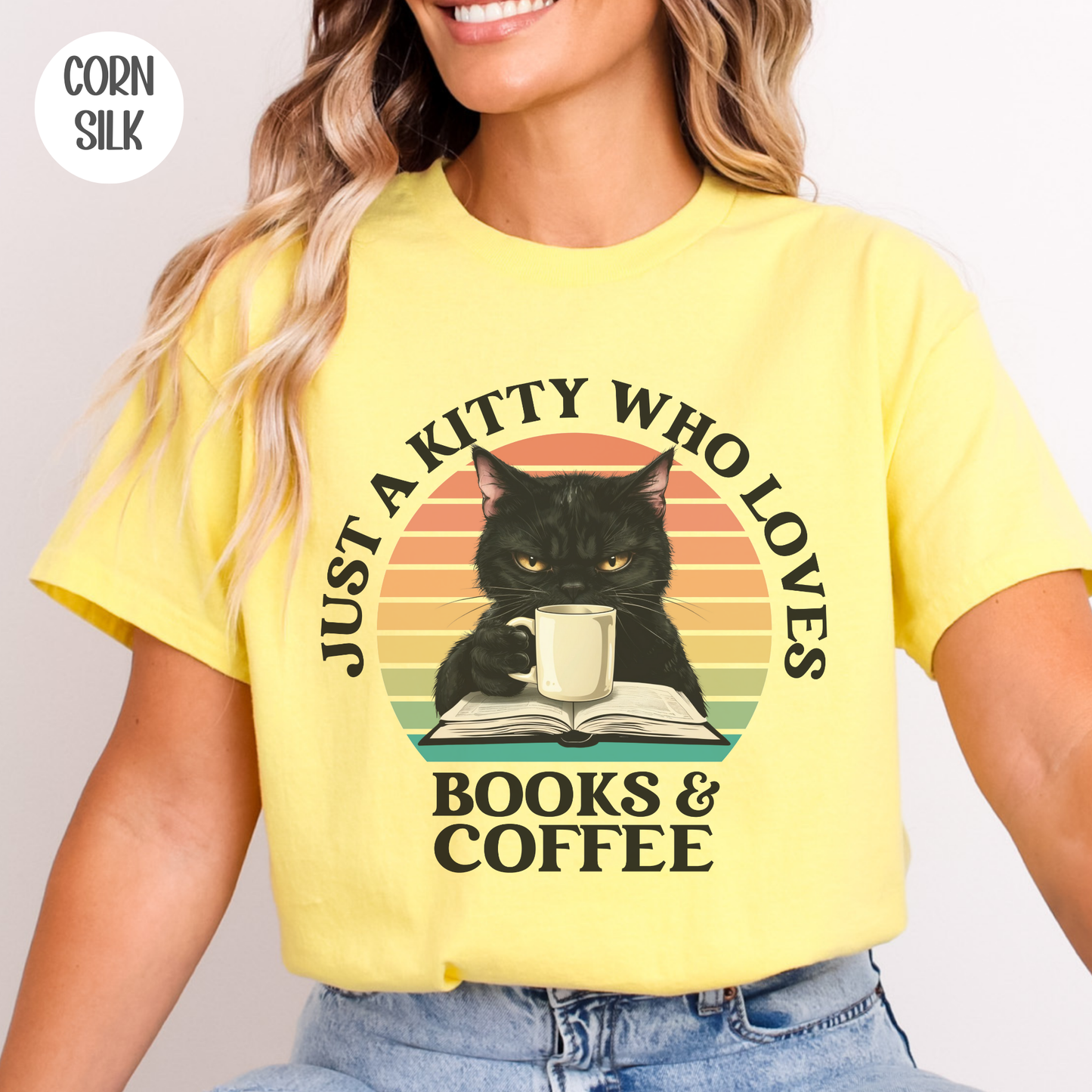 Just a Kitty who Loves Books & Coffee T-Shirt