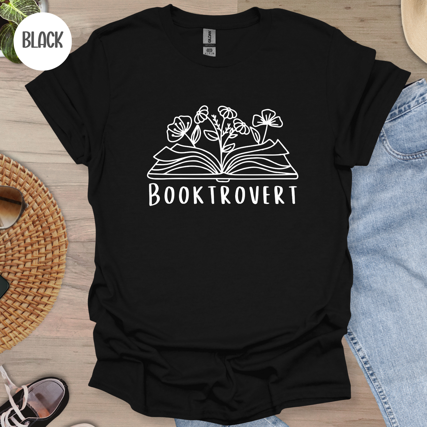 Booktrovert Wildflower T-shirt-Stripeypeach