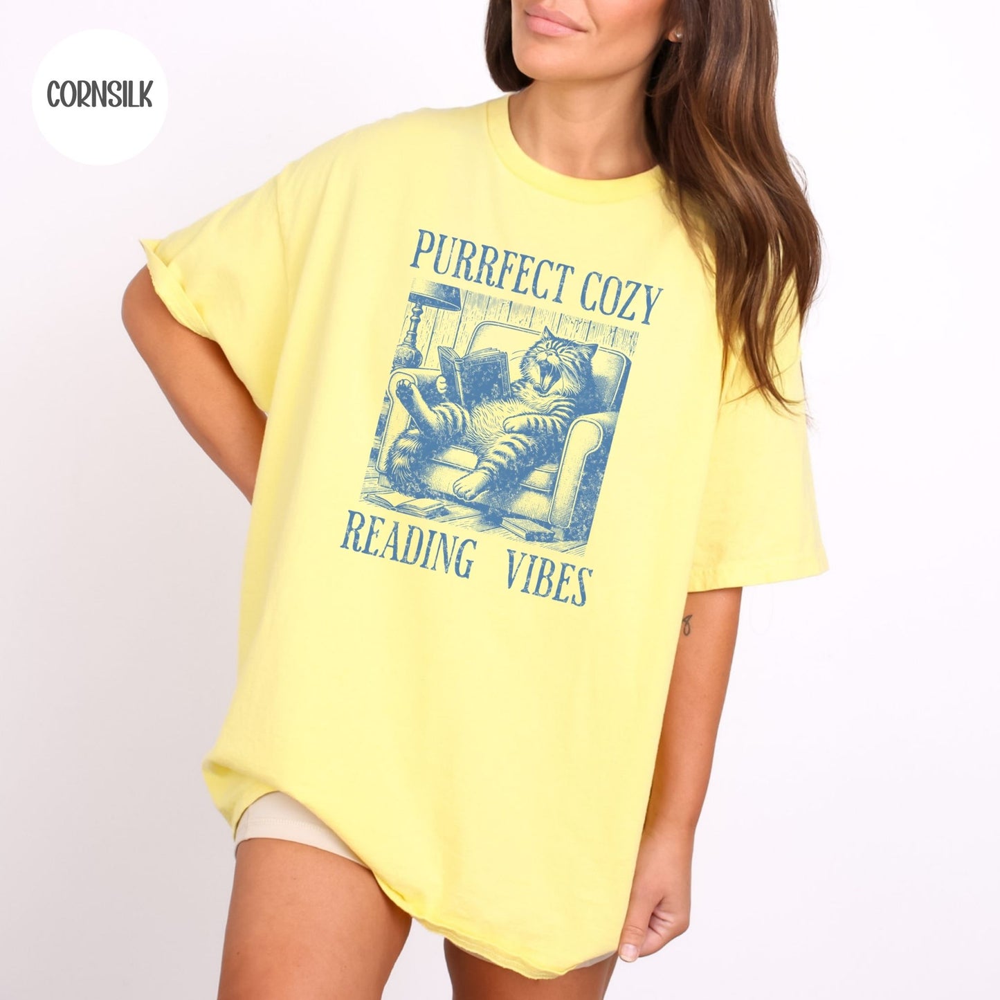 Purrfect Cozy Reading Vibes Cat T-Shirt