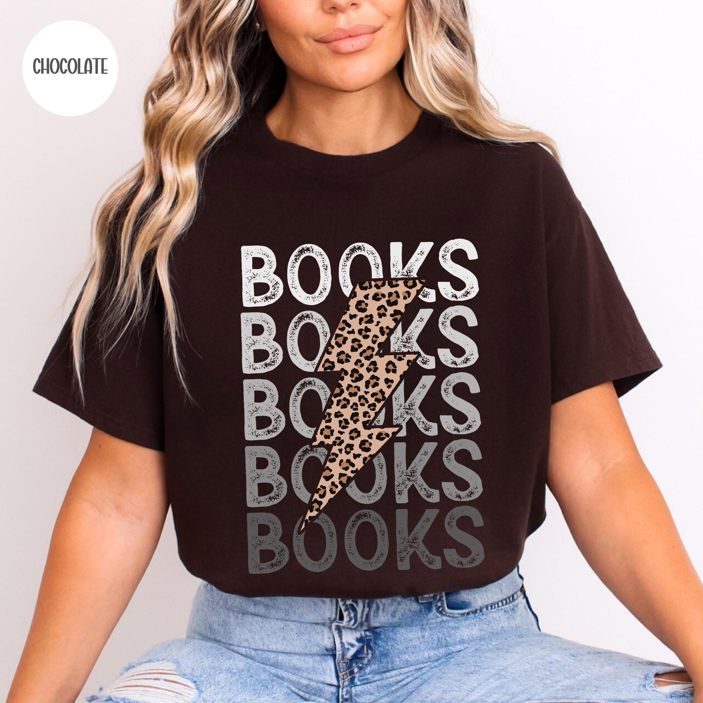 Books Leopard Lightning Bolt T-Shirt