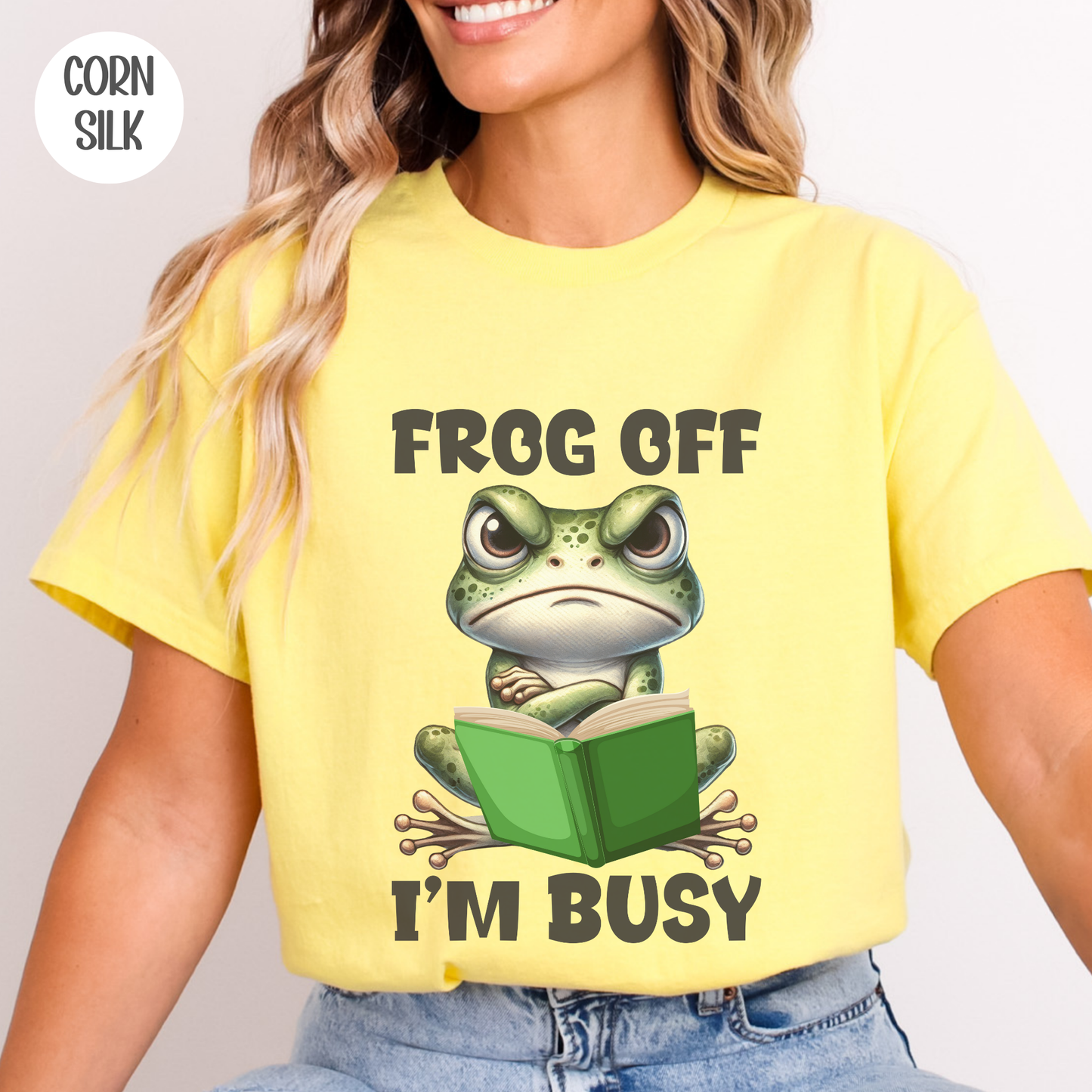 Frog Off I'm Busy T-Shirt-Stripeypeach