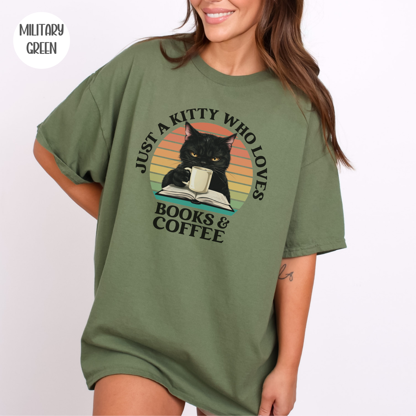 Just a Kitty who Loves Books & Coffee T-Shirt