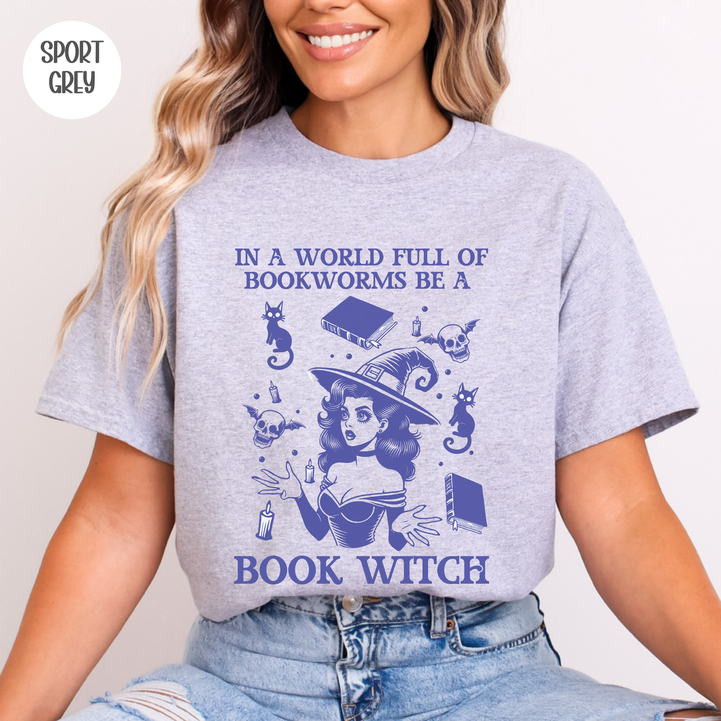 In a World Full of Bookworms Be a Book Witch T-Shirt-Stripeypeach