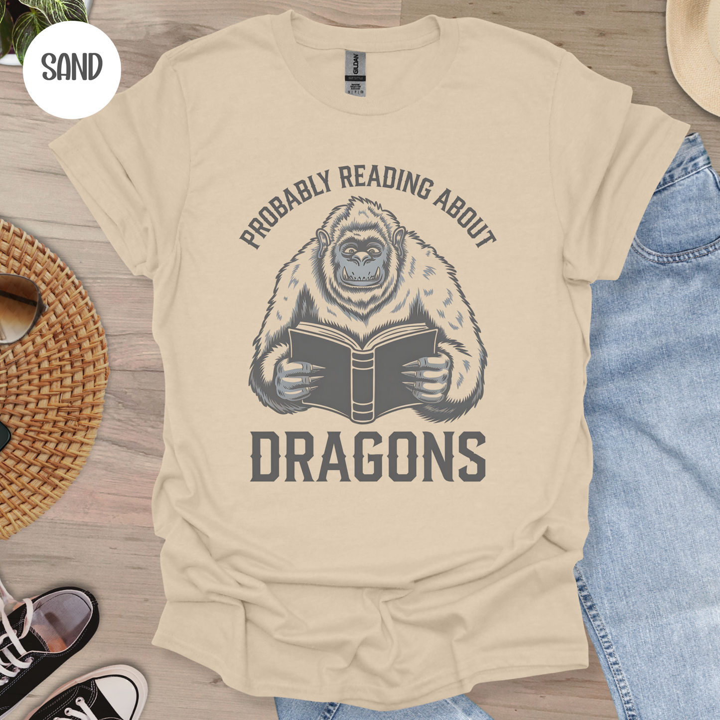 Probably Reading about Dragons Yeti T-Shirt-Stripeypeach