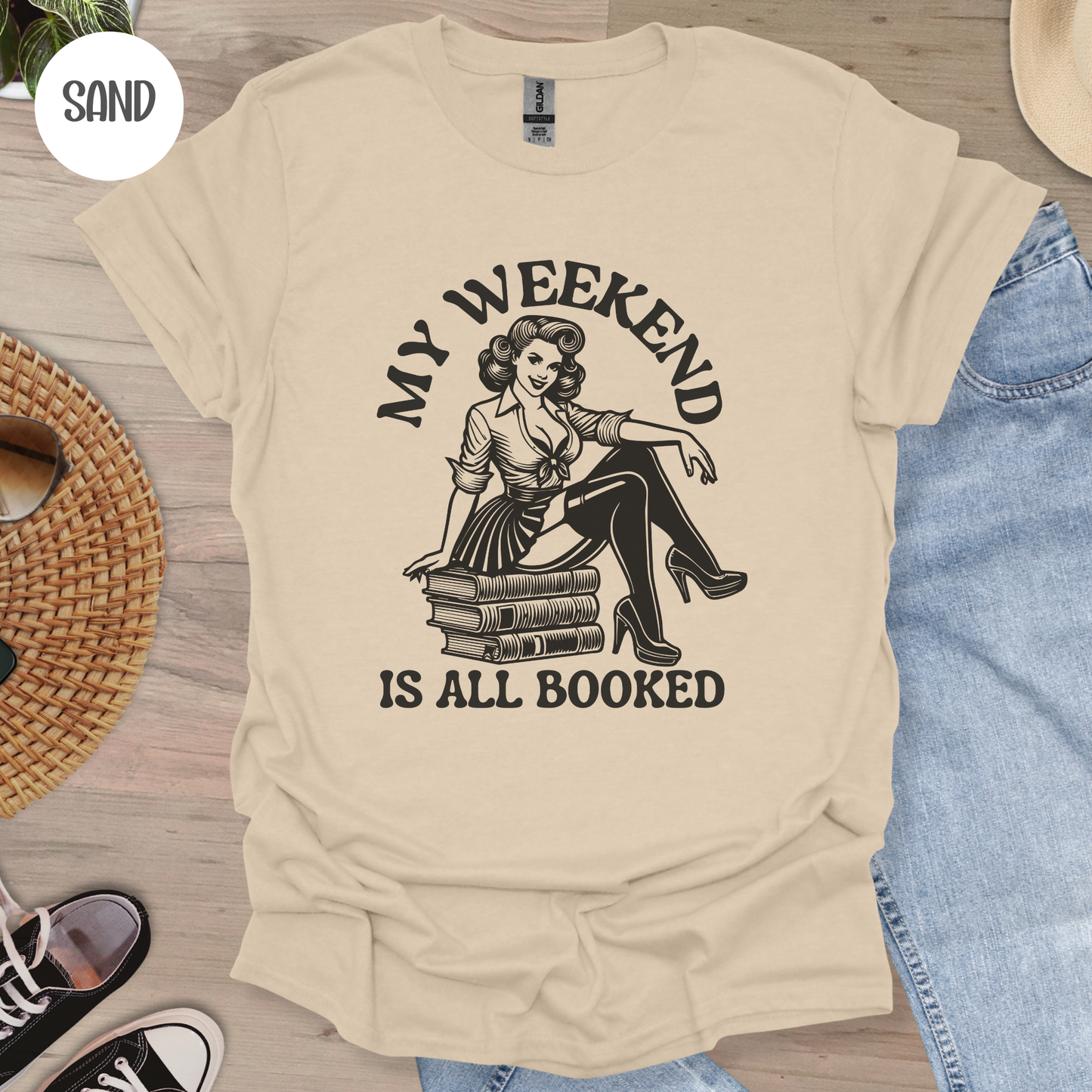My Weekend is all Booked T-Shirt-Stripeypeach