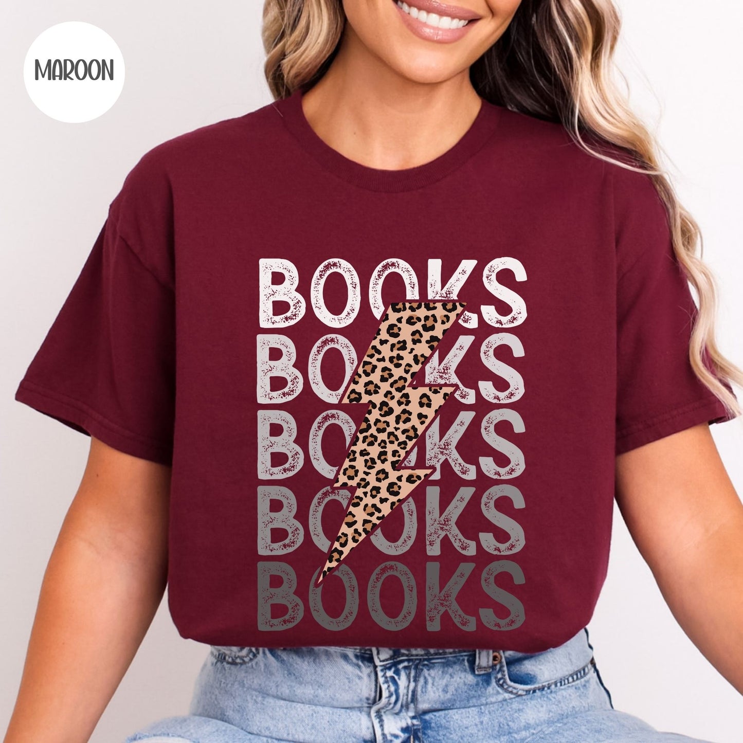 Books Leopard Lightning Bolt T-Shirt
