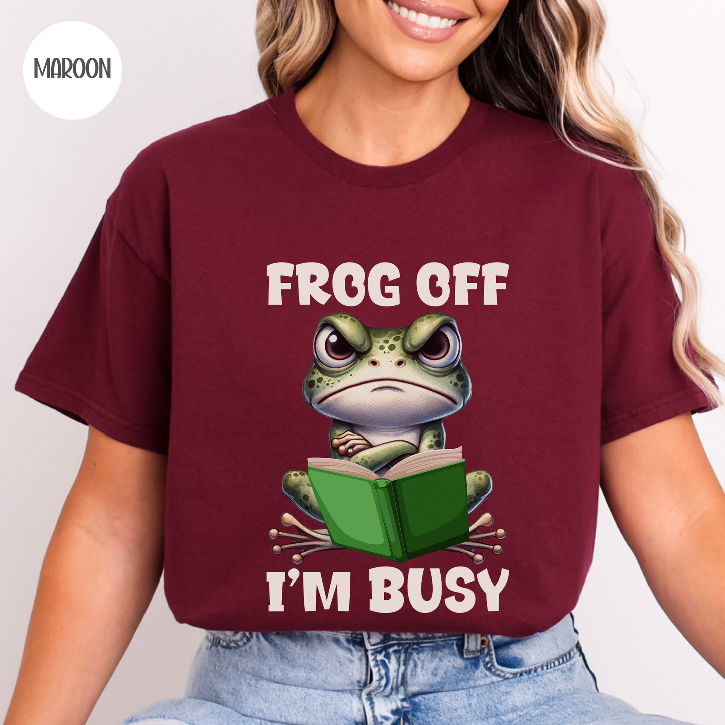 Frog Off I'm Busy T-Shirt-Stripeypeach