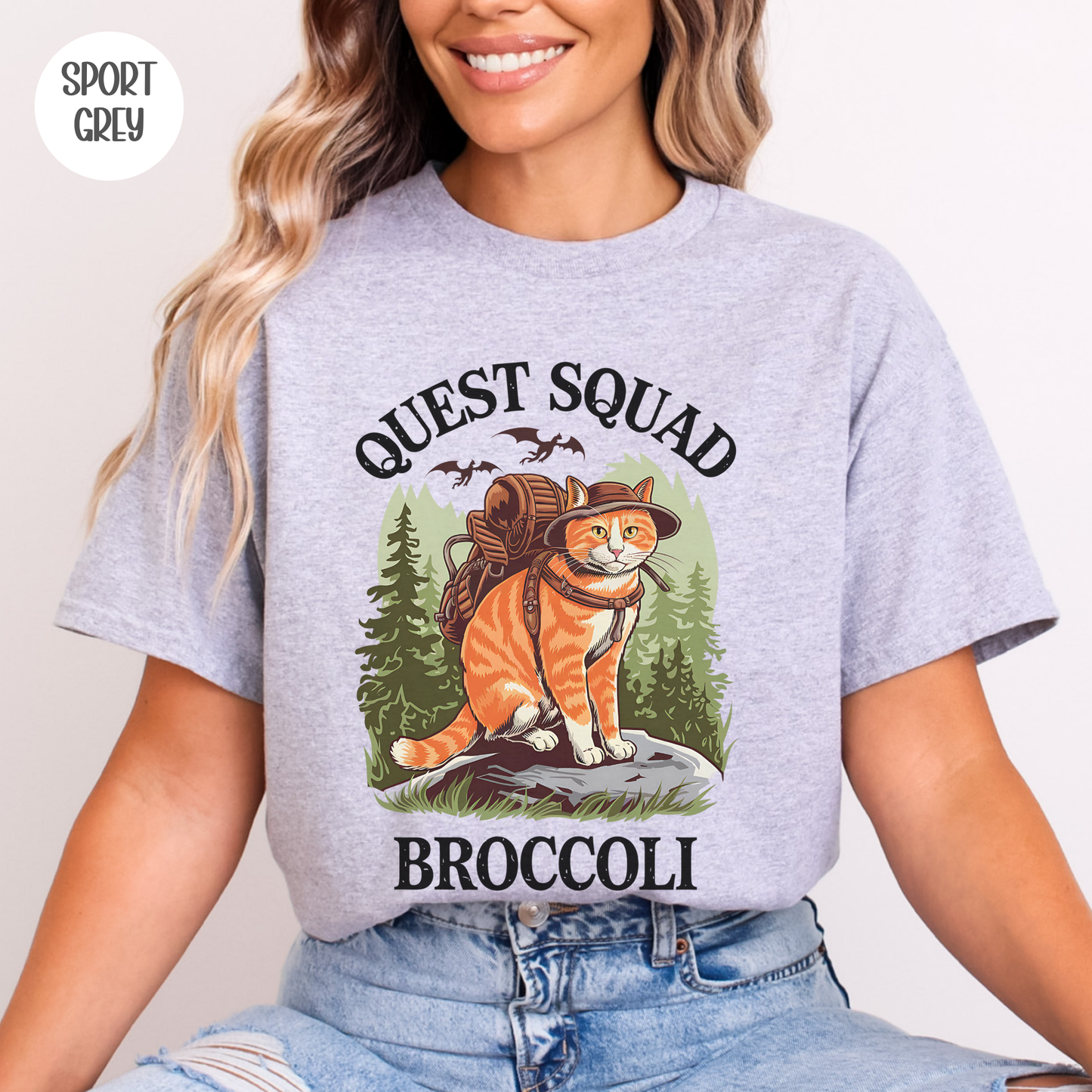 Quest Squad Broccoli T-shirt-Stripeypeach