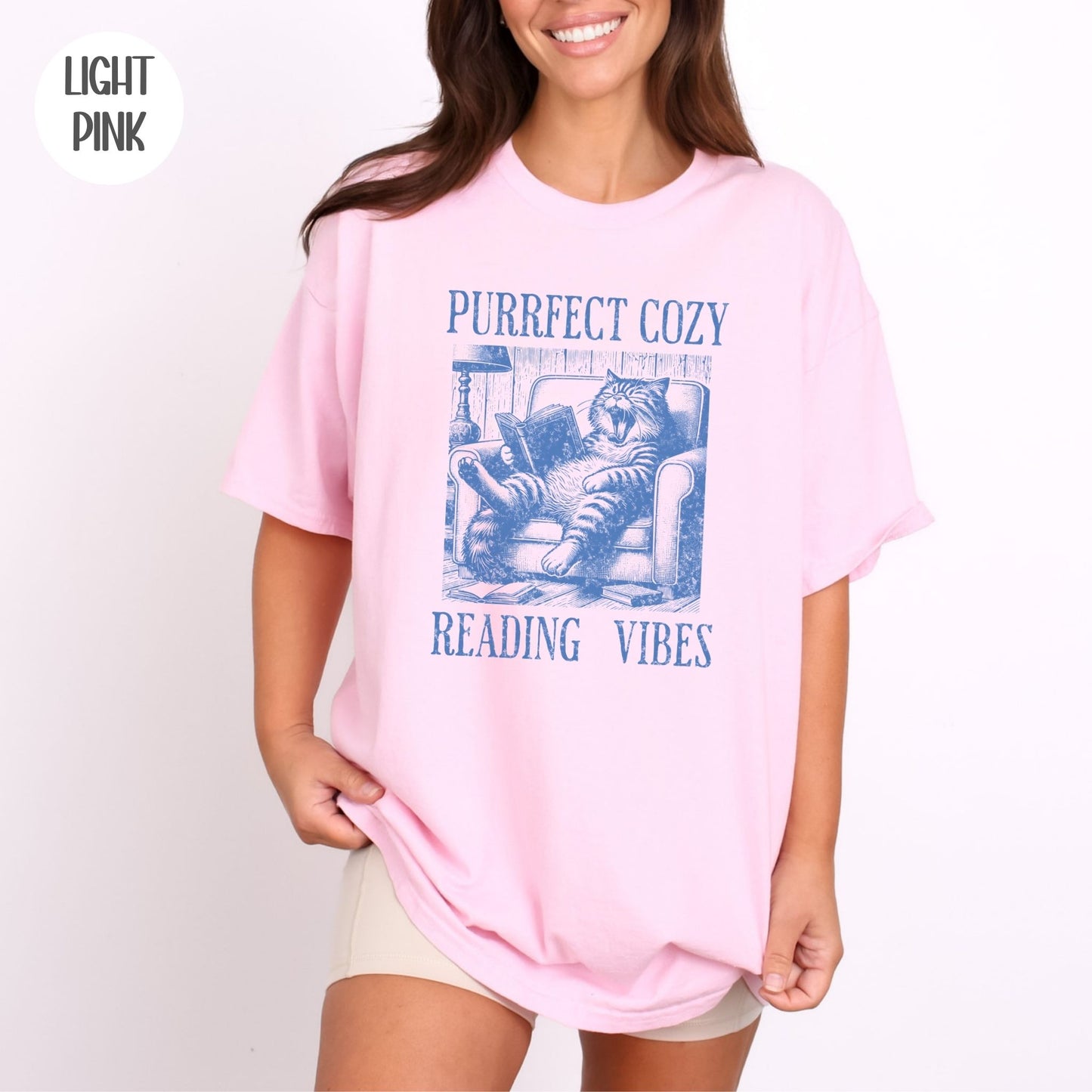Purrfect Cozy Reading Vibes Cat T-Shirt
