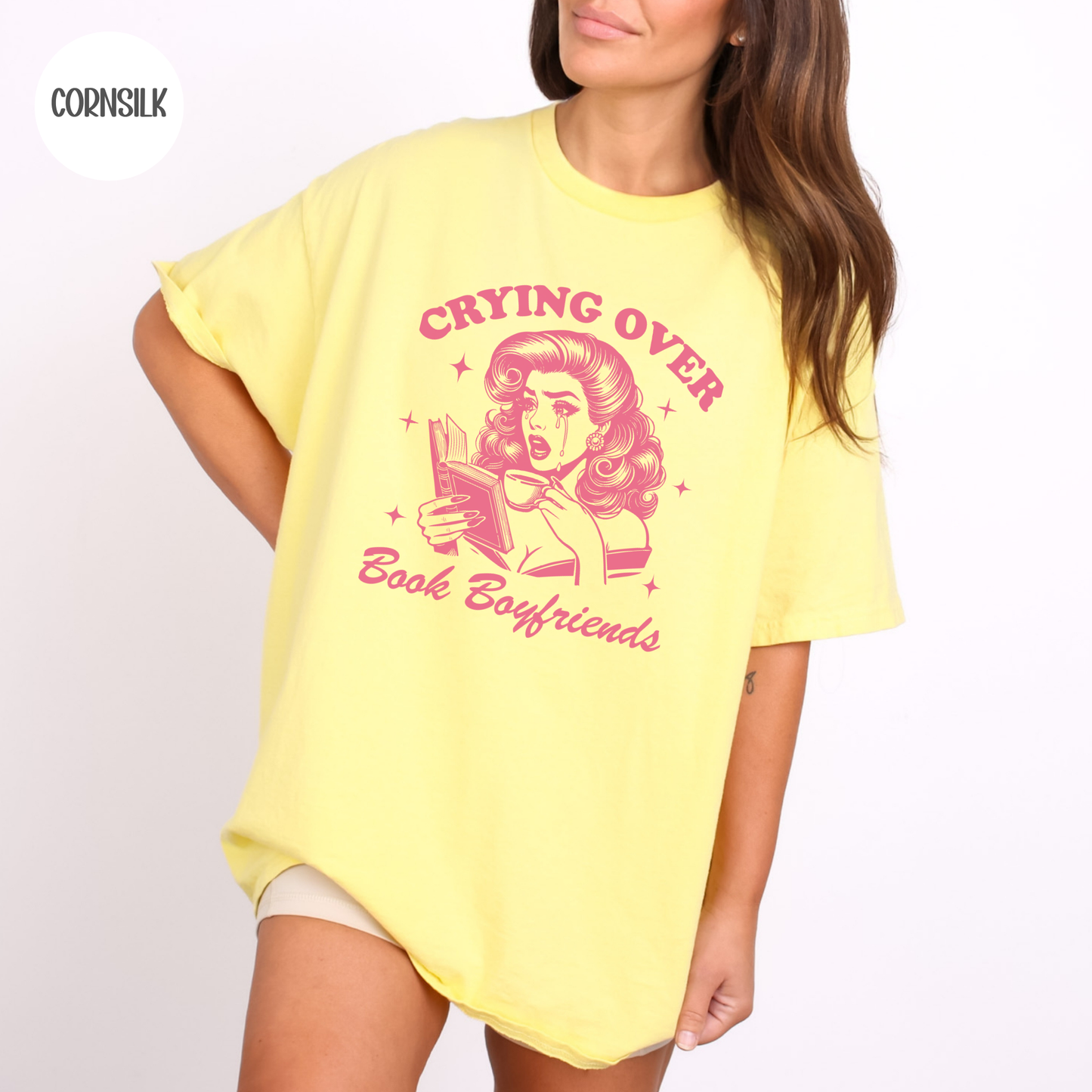 Crying over Book Boyfriends T-Shirt-Stripeypeach
