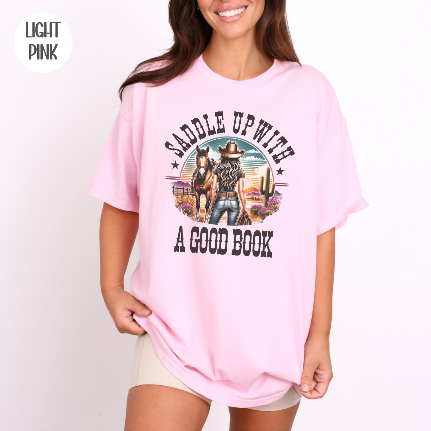 Saddle Up with a Good Book Western Design T-Shirt