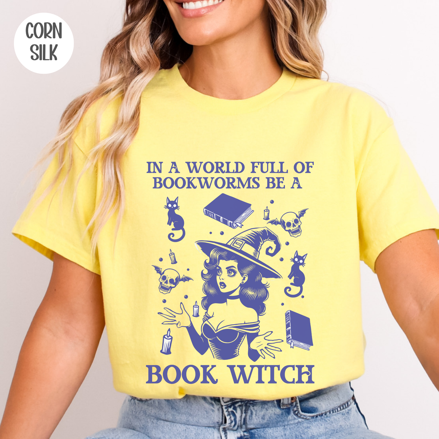 In a World Full of Bookworms Be a Book Witch T-Shirt-Stripeypeach