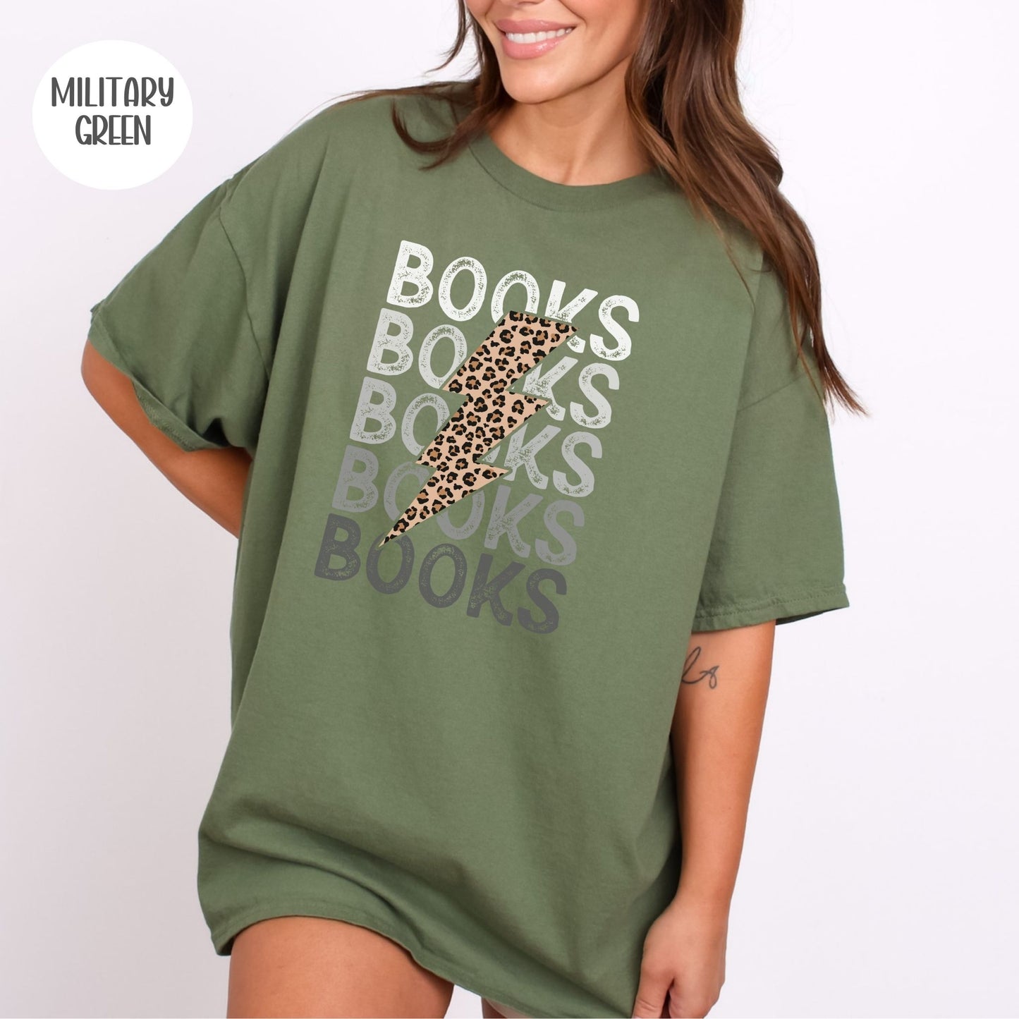 Books Leopard Lightning Bolt T-Shirt