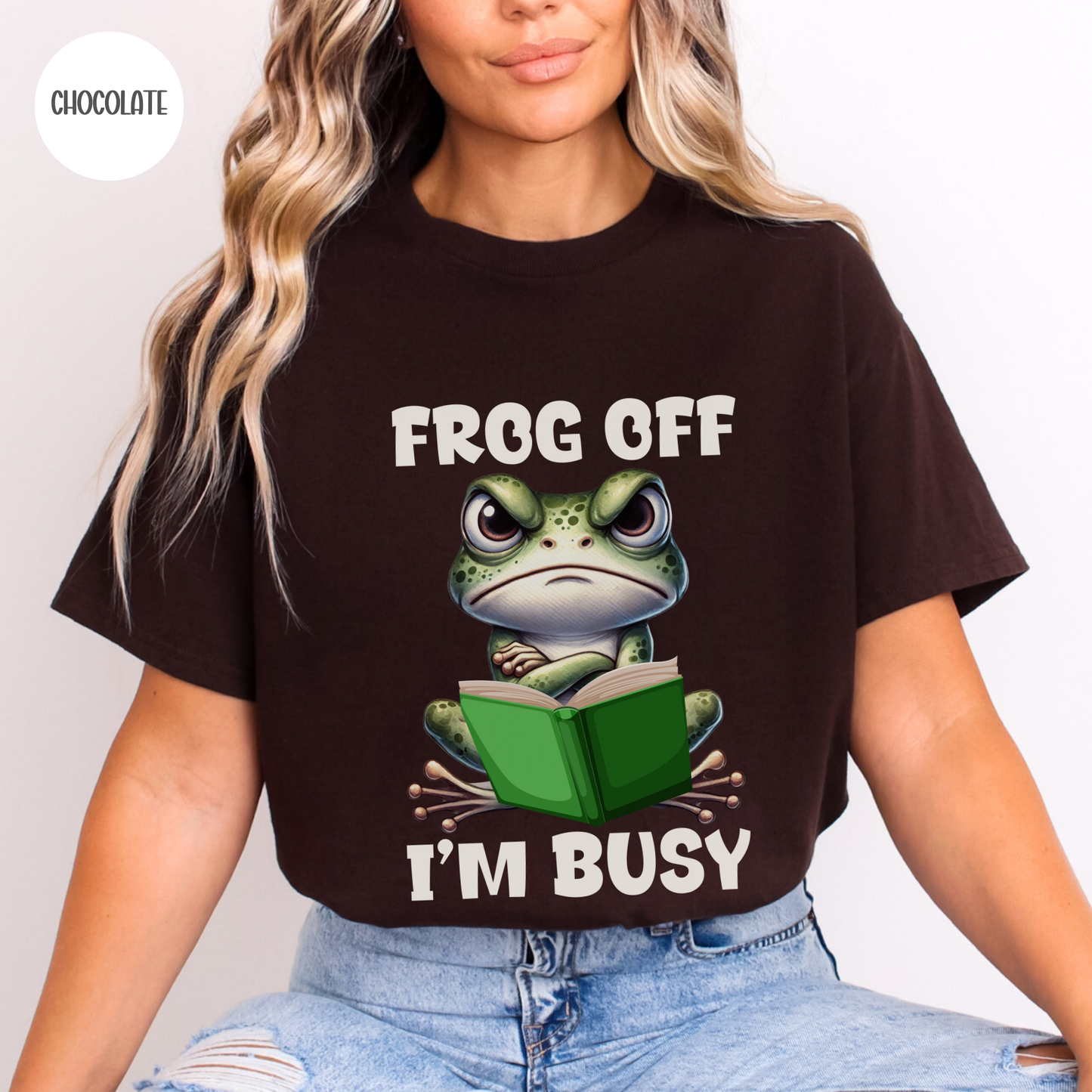 Frog Off I'm Busy T-Shirt-Stripeypeach
