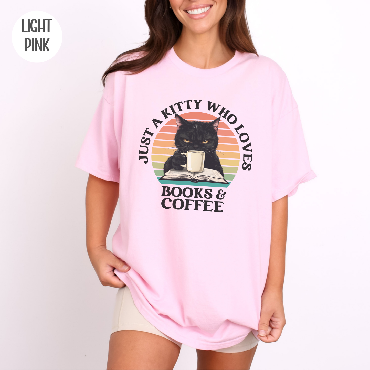 Just a Kitty who Loves Books & Coffee T-Shirt