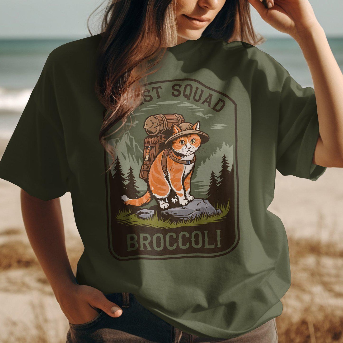 Quest Squad Broccoli T-shirt-Stripeypeach