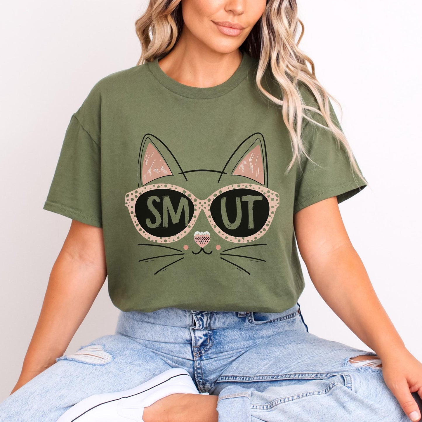 Cat 'Smut' Funny T-Shirt-Stripeypeach
