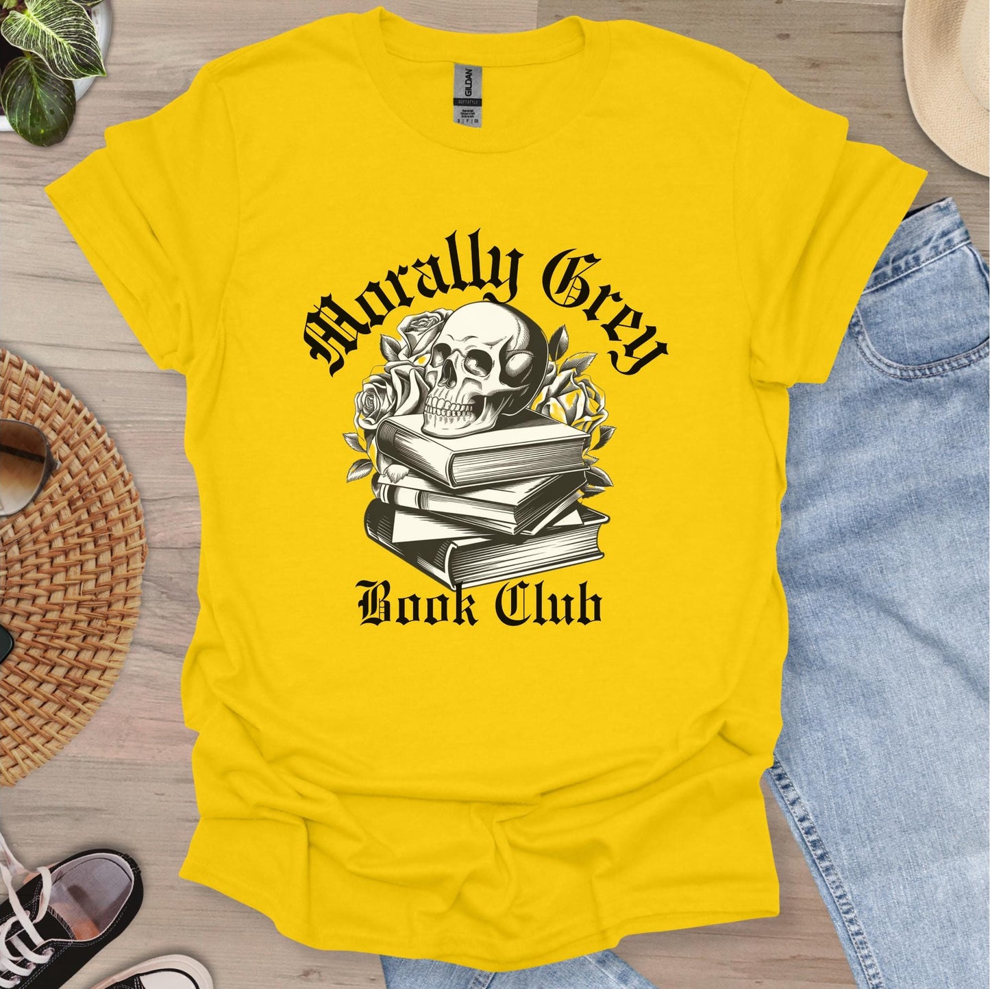 Morally Grey Book Club T-shirt-Stripeypeach