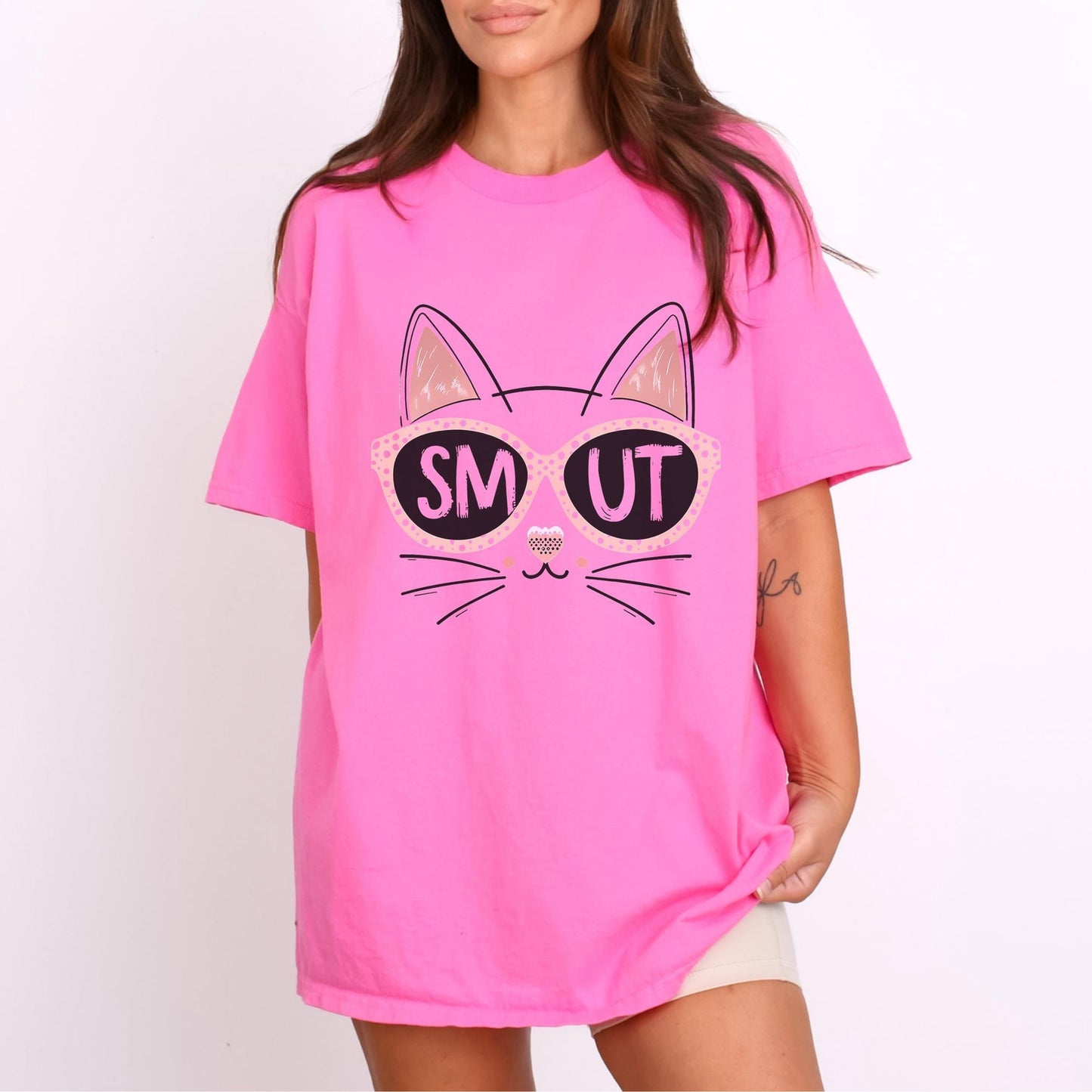 Cat 'Smut' Funny T-Shirt-Stripeypeach