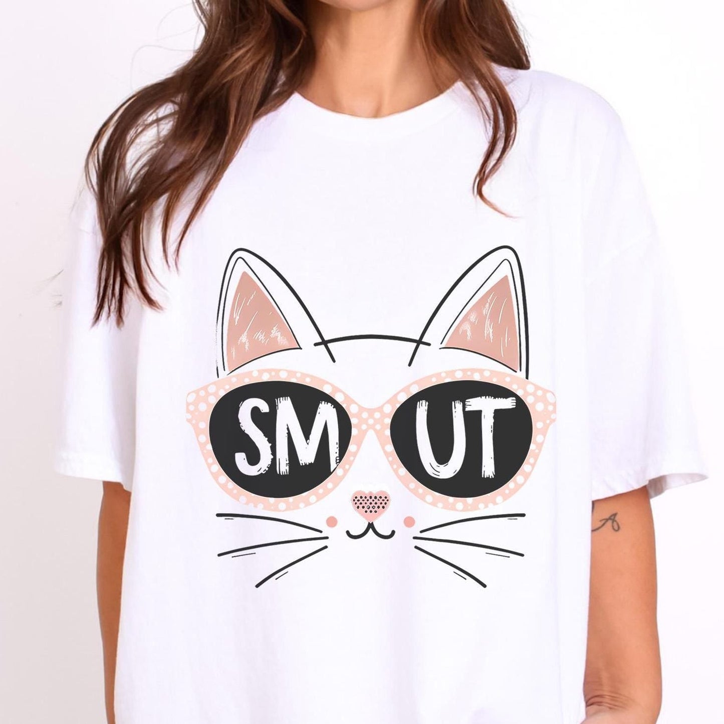 Cat 'Smut' Funny T-Shirt-Stripeypeach