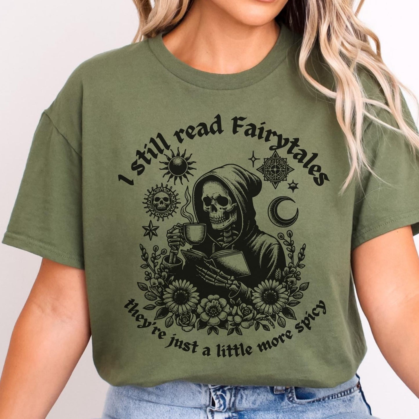 I Still Read Fairytales T-shirt-Stripeypeach