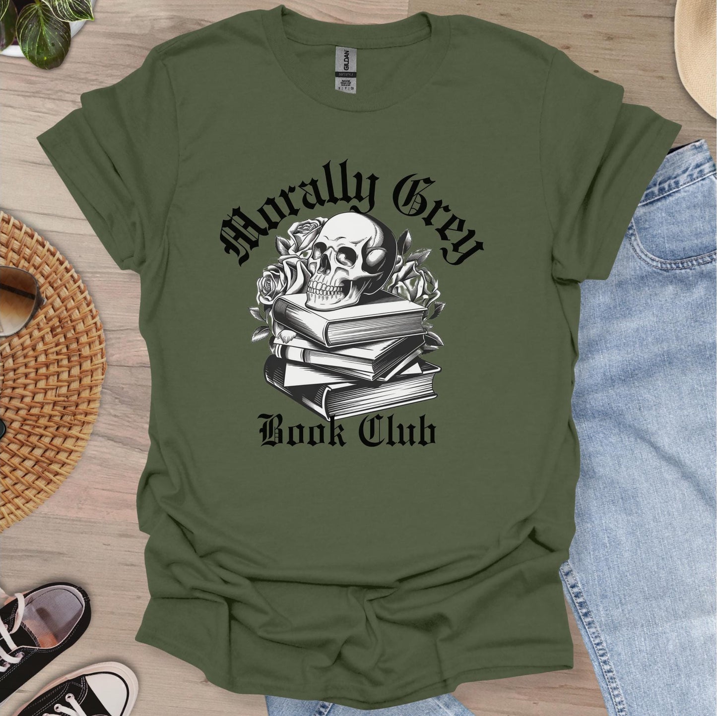 Morally Grey Book Club T-shirt-Stripeypeach