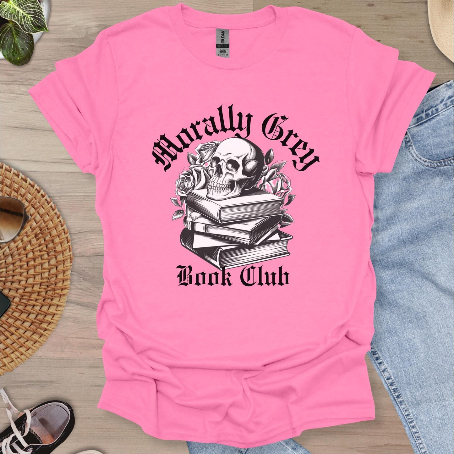 Morally Grey Book Club T-shirt-Stripeypeach