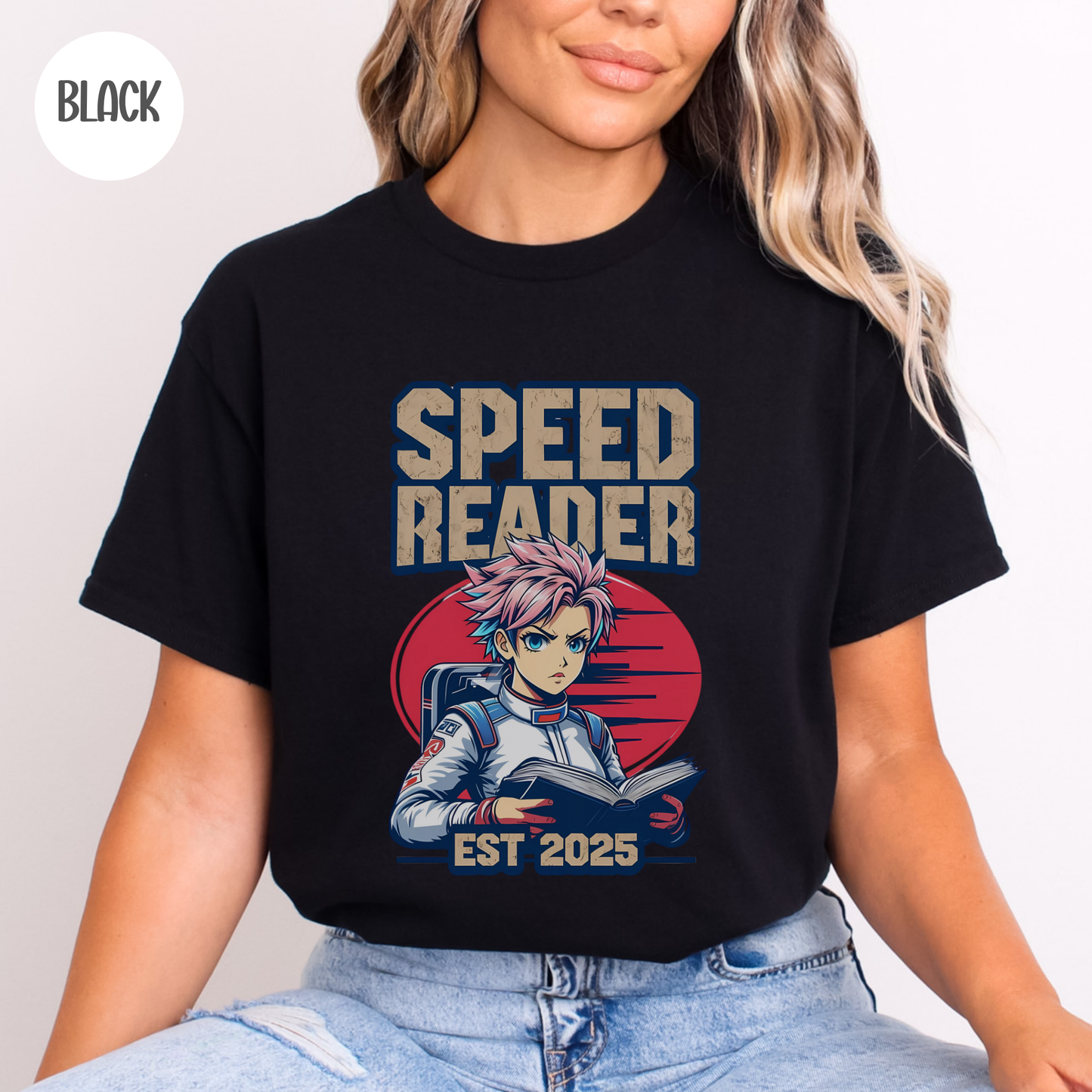 Speed Reader Anime Style T-Shirt-Stripeypeach