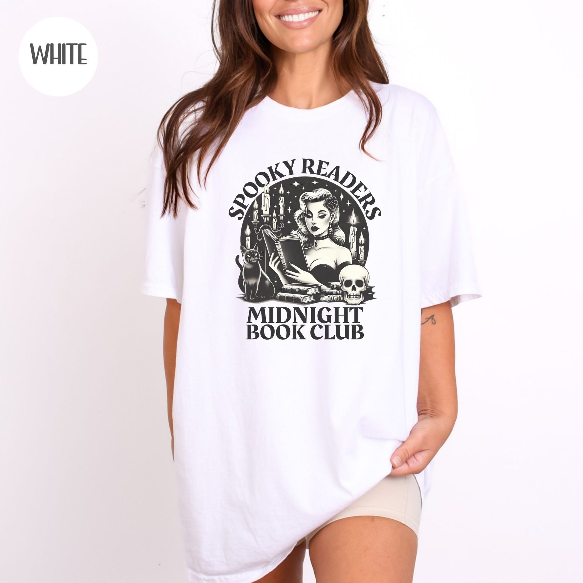 Spooky Readers Midnight Book Club T-Shirt-Stripeypeach