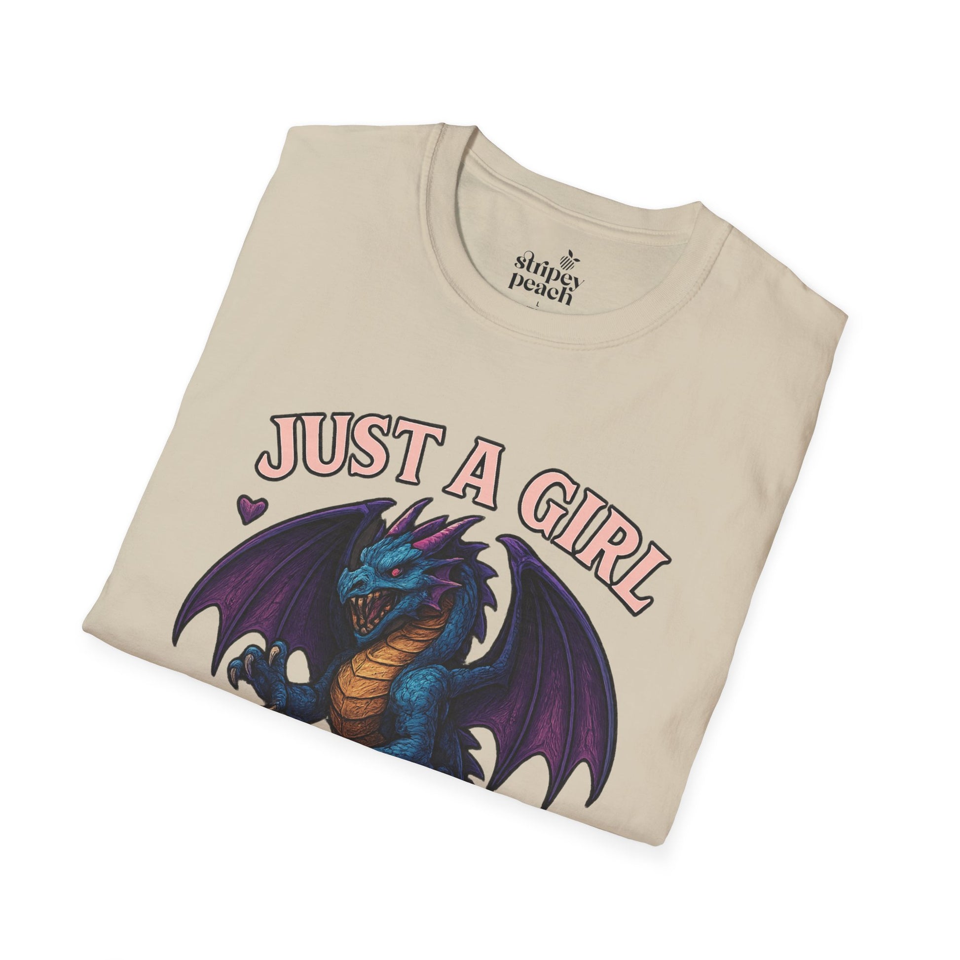 Just a Girl who loves Dragons | Fantasy Book T-Shirt-Stripeypeach