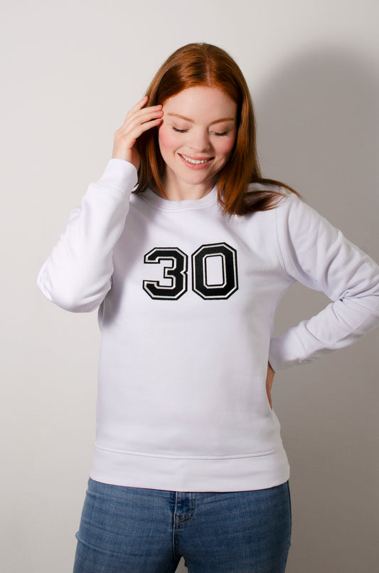 Organic Cotton Age/ Number Personalised Sweatshirt with Double Patch