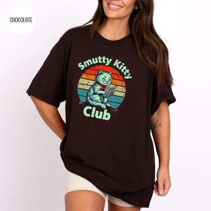 Smutty Book Club Cat T-Shirt-Stripeypeach