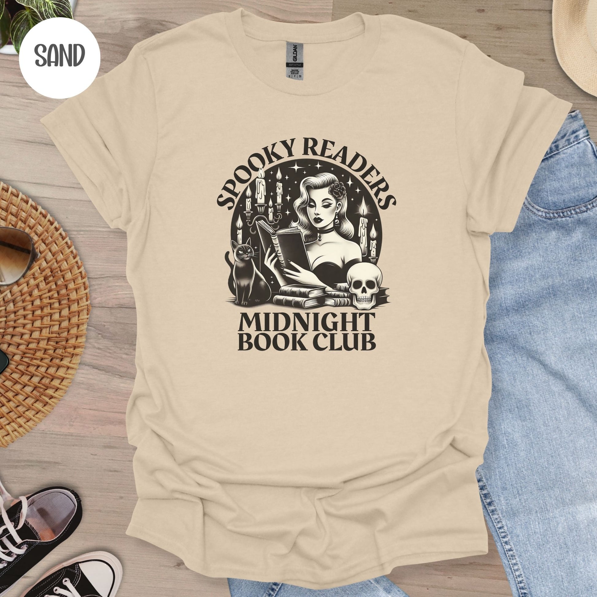 Spooky Readers Midnight Book Club T-Shirt-Stripeypeach