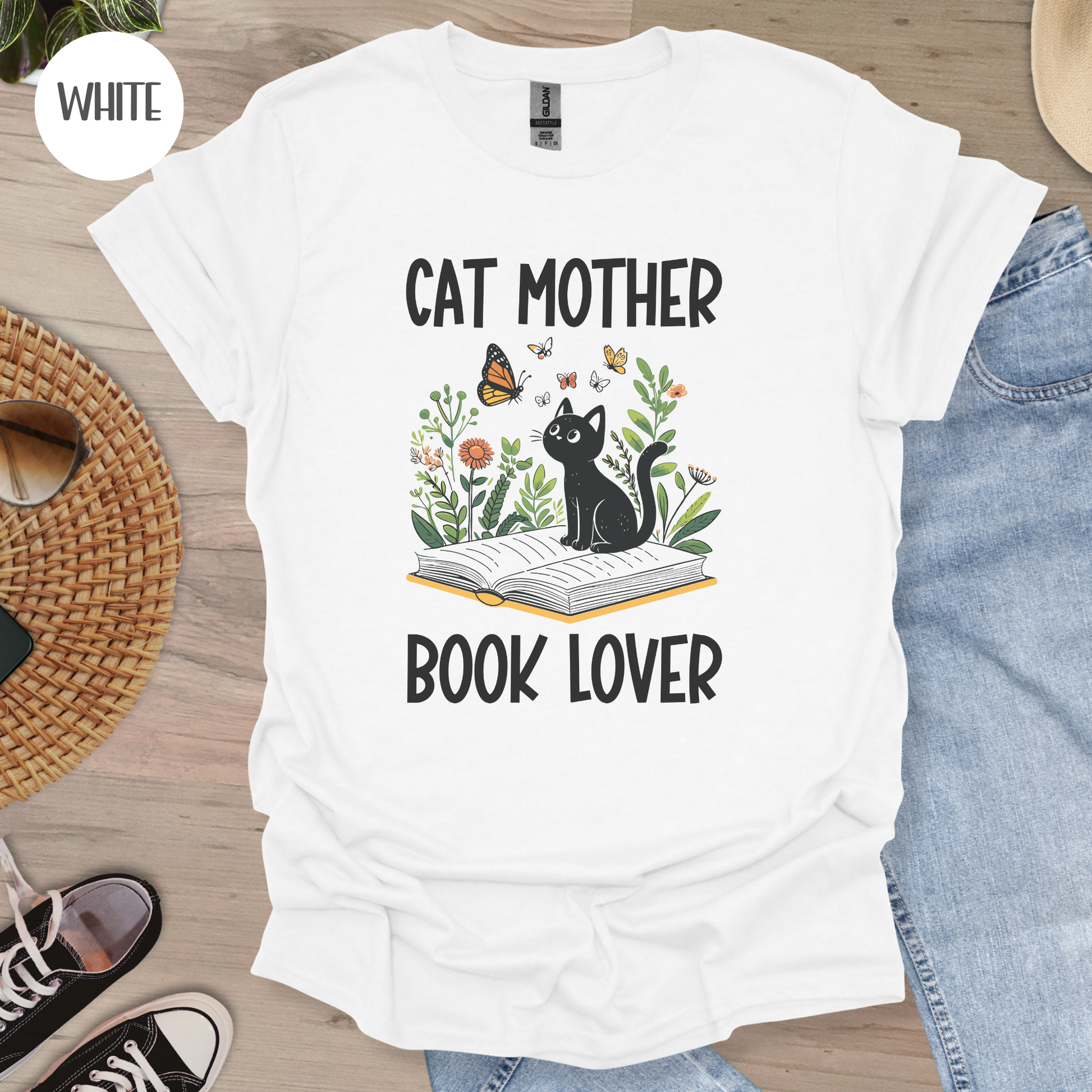 Cat Mother Book Lover T-Shirt-Stripeypeach