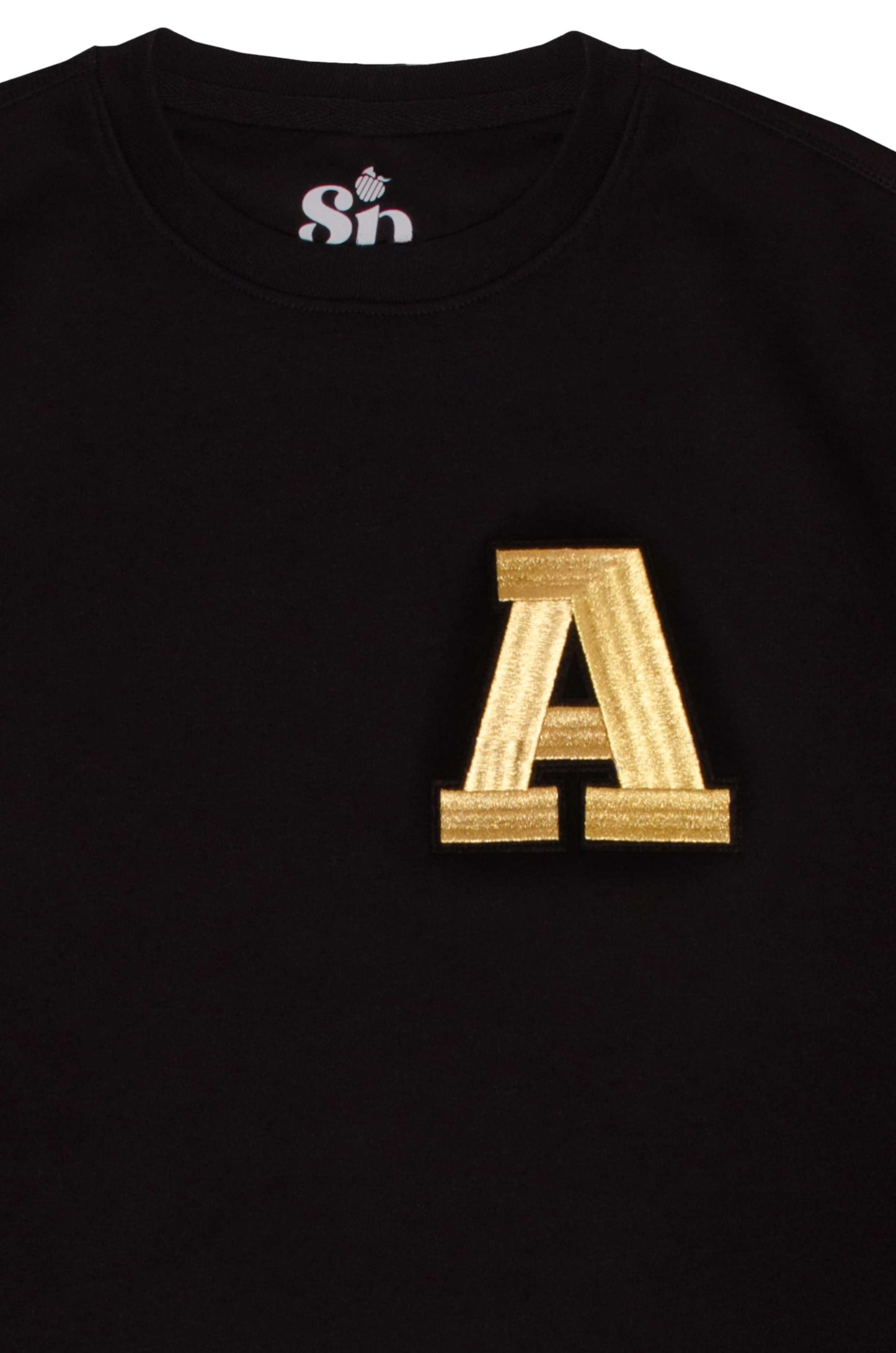 Organic Cotton Large Gold Initial Patch Personalised Sweatshirt