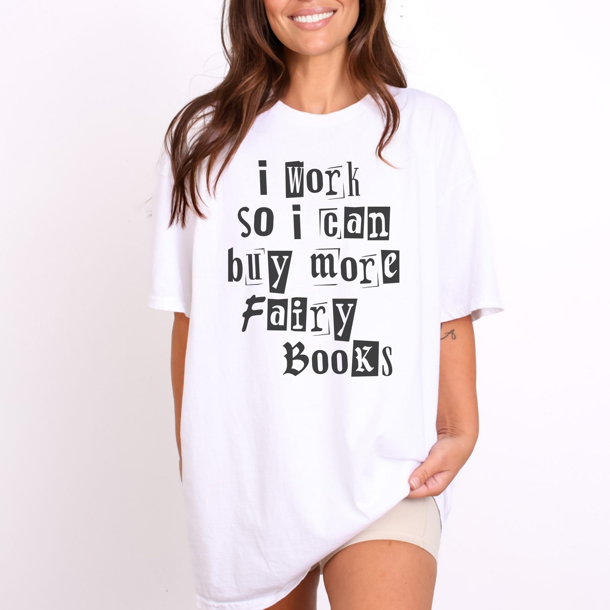 I Work So I Can Buy More Fairy Books T-Shirt-Stripeypeach