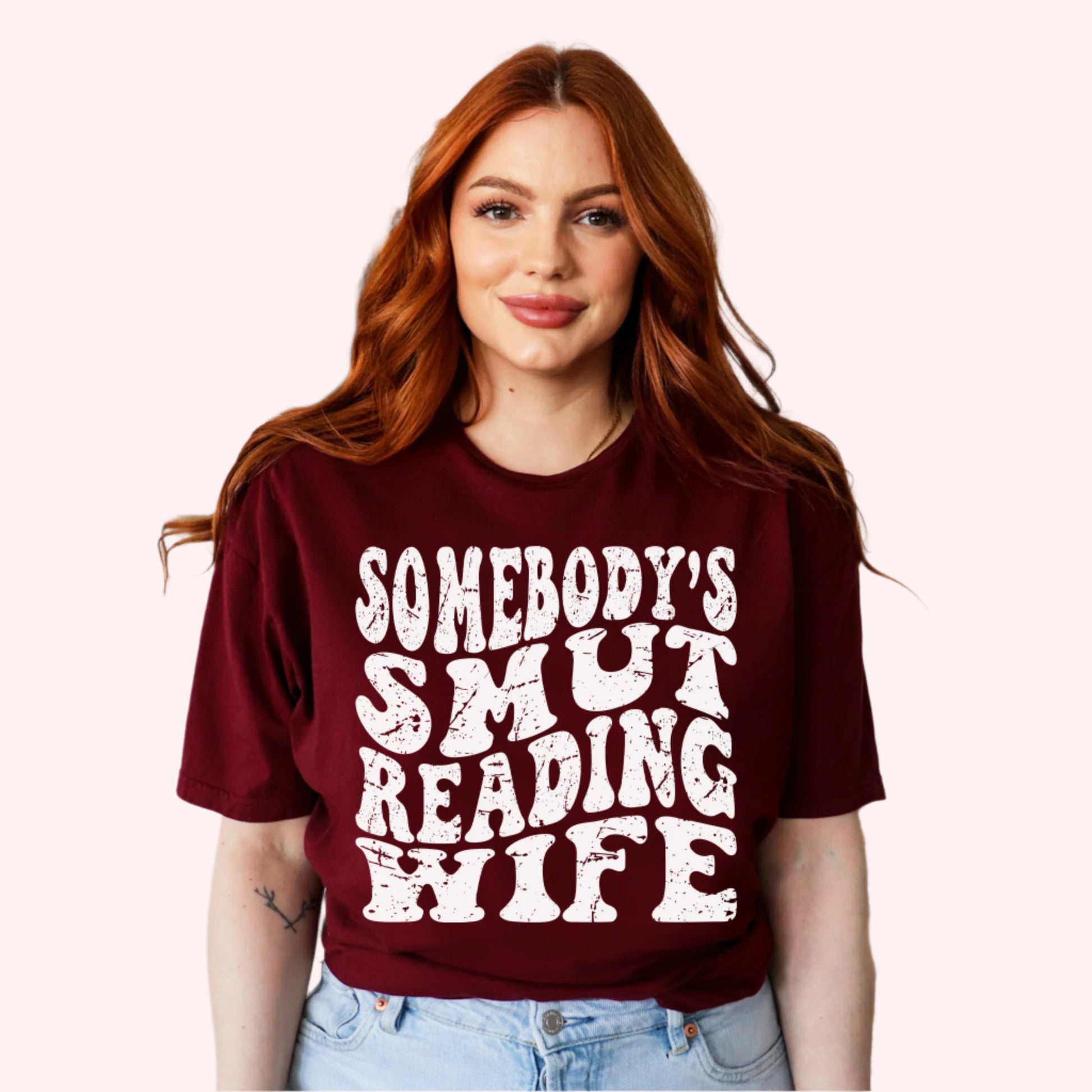 Somebody's Smut Reading Wife T-Shirt-Stripeypeach