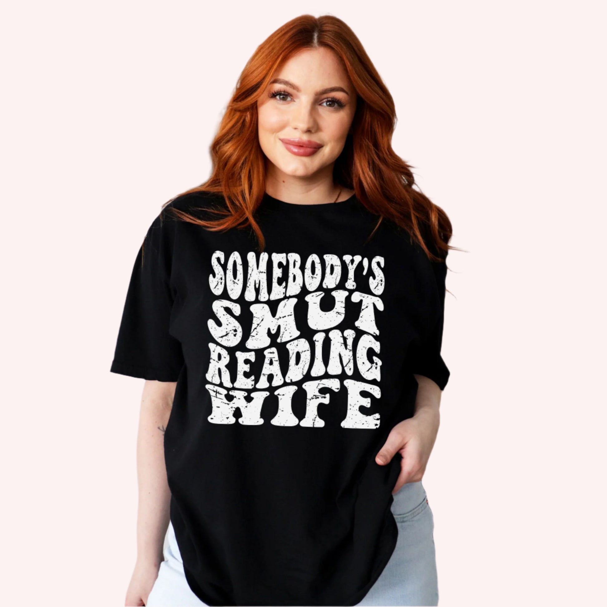 Somebody's Smut Reading Wife T-Shirt-Stripeypeach