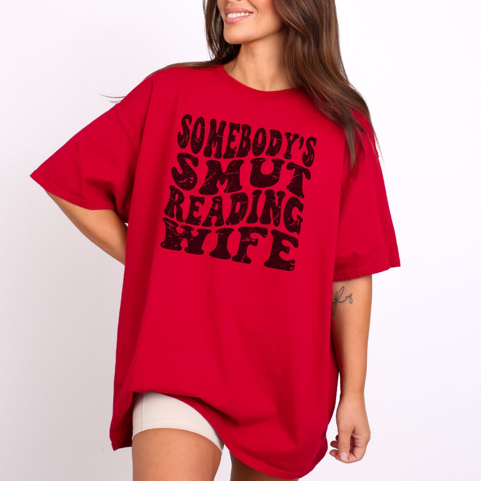 Somebody's Smut Reading Wife T-Shirt-Stripeypeach