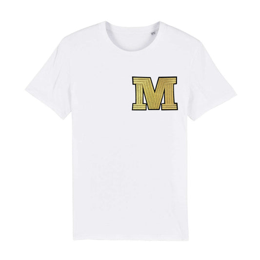 Organic Cotton Large Gold Initial Patch Personalised T-Shirt